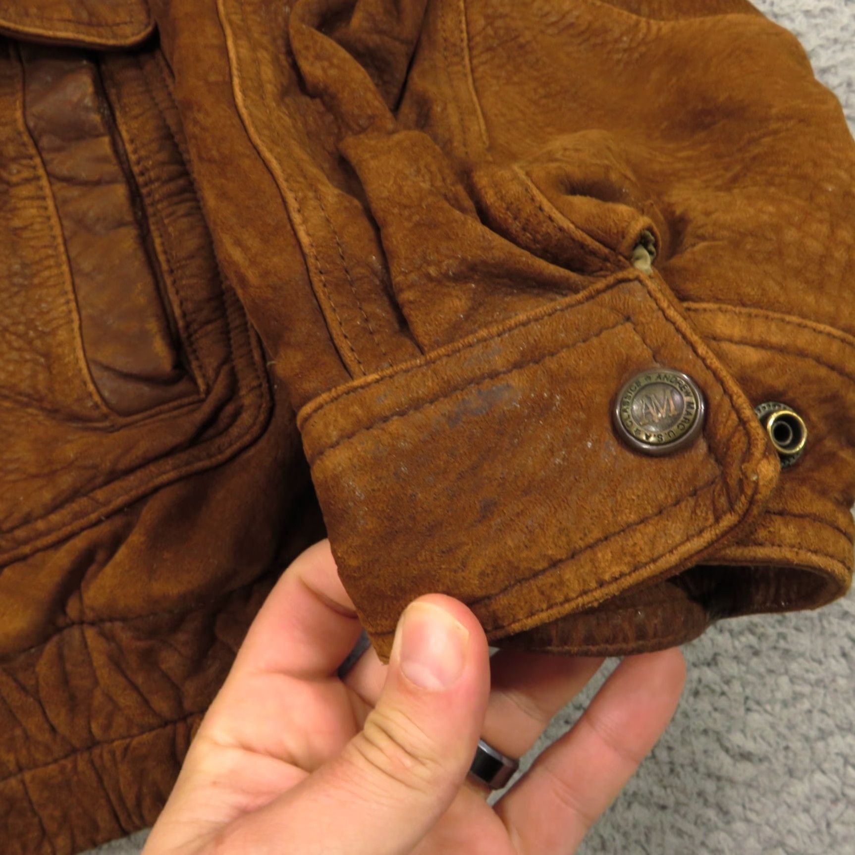 Andrew Marc VTG Andrew Marc Jacket Men XL Brown Aviator Leather Bomber Heavy Lined Moto Bike Size US XL / EU 56 / 4 - 7 Thumbnail