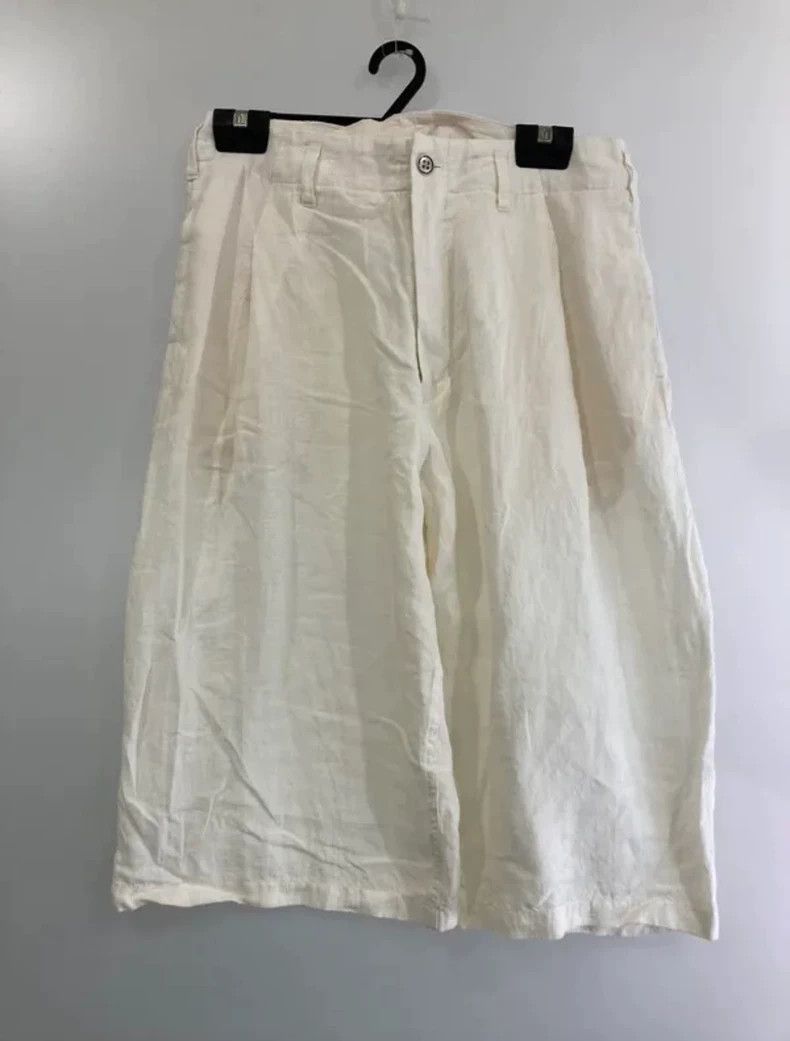 Yohji Yamamoto Yohji Yamamoto Yohji Yamamoto White Linen Shorts Size US 27 - 1 Thumbnail