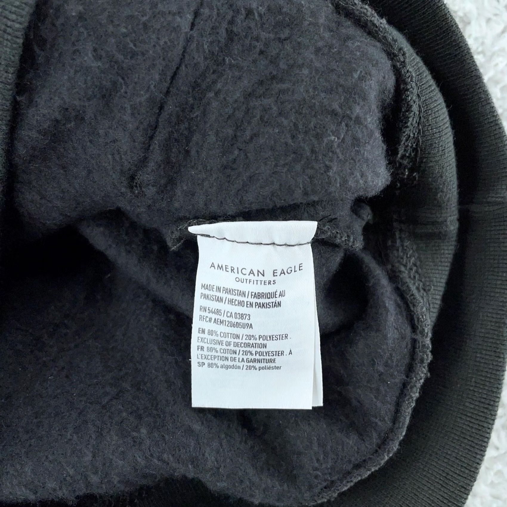 American Eagle Outfitters American Eagle Hoodie Mens S Black Pullover AE Logo Sleeve Sweatshirt Size US S / EU 44-46 / 1 - 8 Thumbnail
