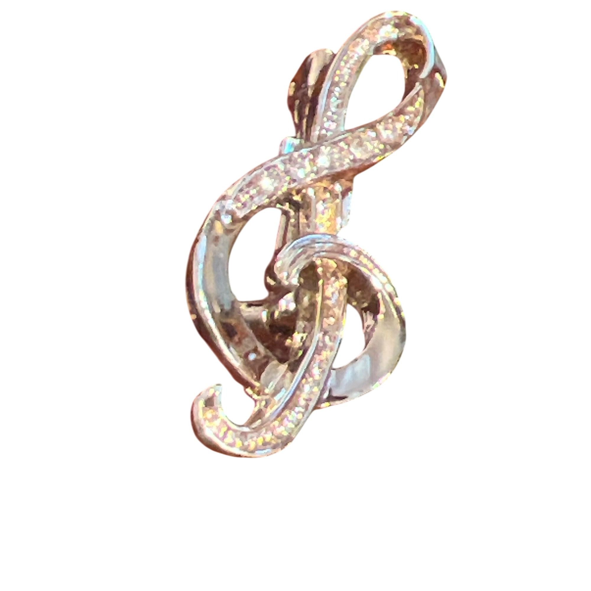 Other Set of 2 Vintage Treble Clef Scatter Pins Gold Tone Clear Rh Size ONE SIZE - 2 Thumbnail