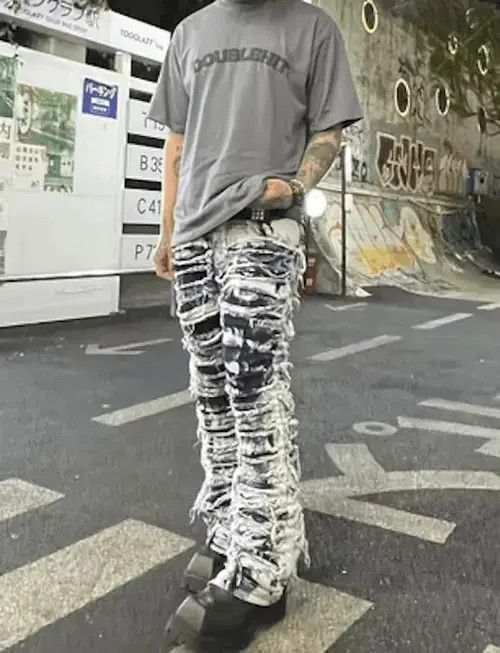 Vintage Opium Distressed Baggy Stack Jeans Size US 34 / EU 50 - 1 Thumbnail