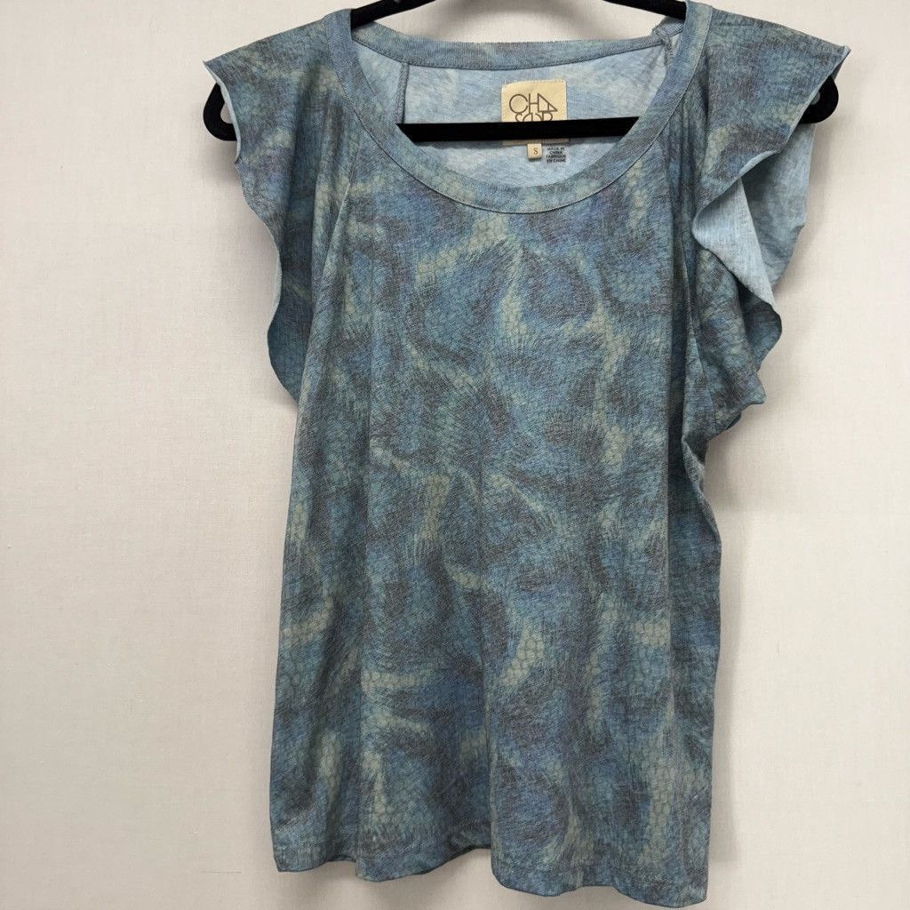 Chaser Brand Women's Chaser Blue Grey Patterned Short Sleeve Tee S Size S / US 4 / IT 40 - 1 Thumbnail