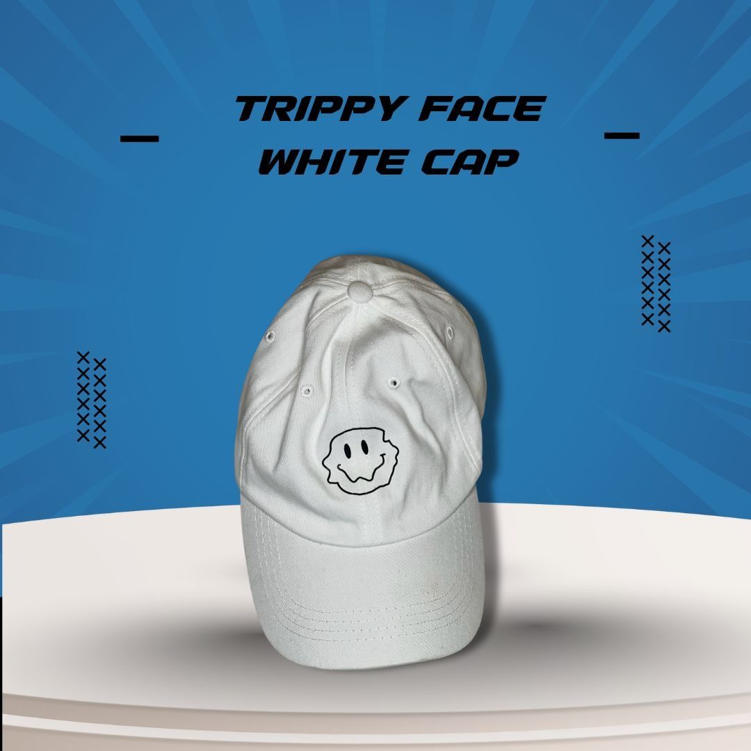 Other Trippy Face Embroidered White Adjustable Cap Size ONE SIZE - 1 Thumbnail