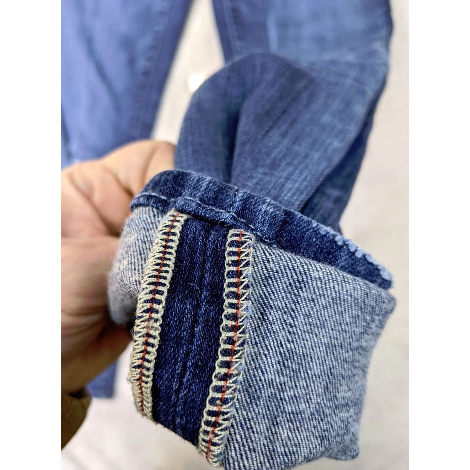 Vintage Pilcro and the letterpress Womens Jeans 28 Slim Skinny Low Rise Distressed Patch Blue Denim - Mens? Women? Size 24" / US 00 / IT 34 - 3 Thumbnail