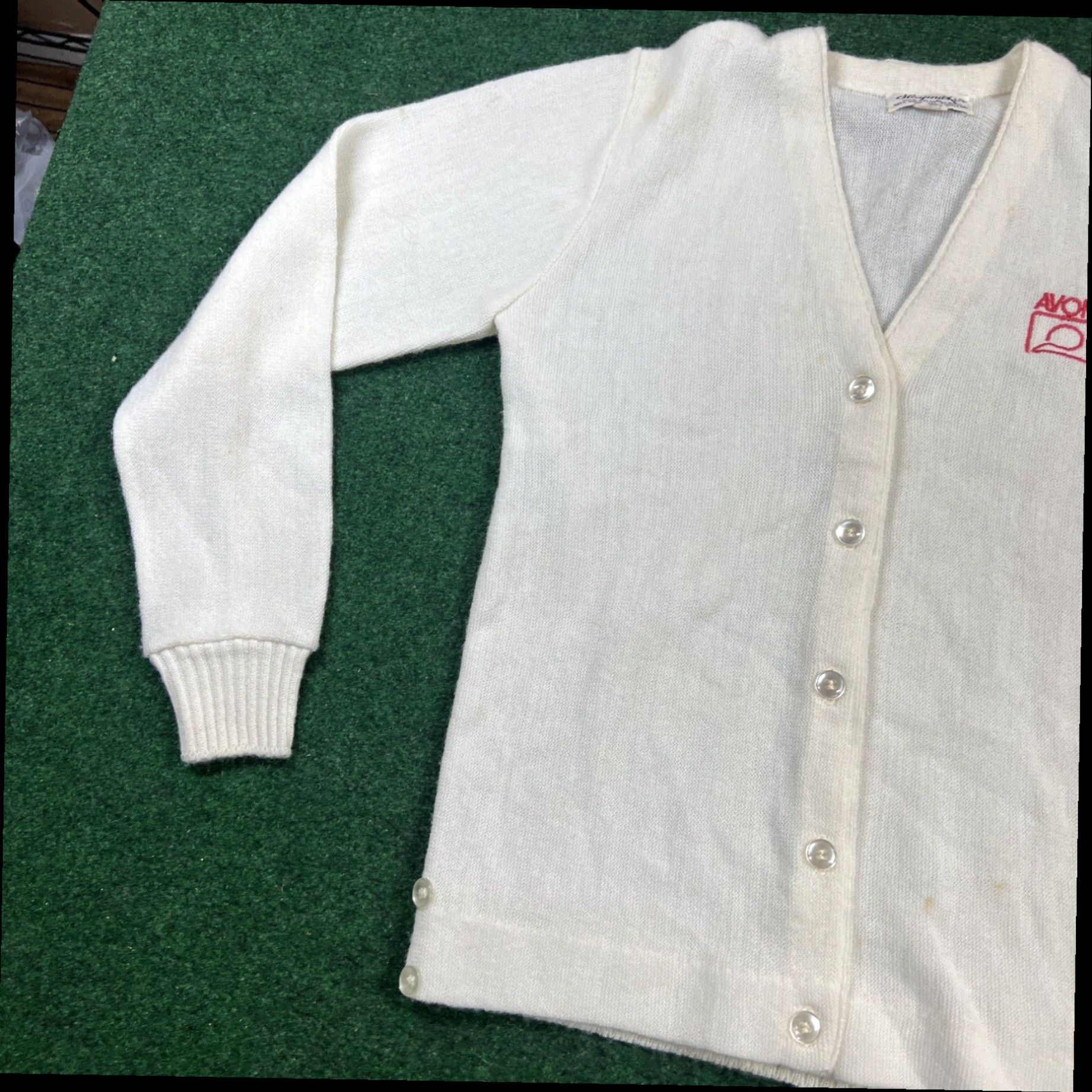 Vintage RARE VINTAGE Avon Beauty Makeup White Cotton Knit Cardigan Size Small/34 70s Size S / US 4 / IT 40 - 2 Thumbnail