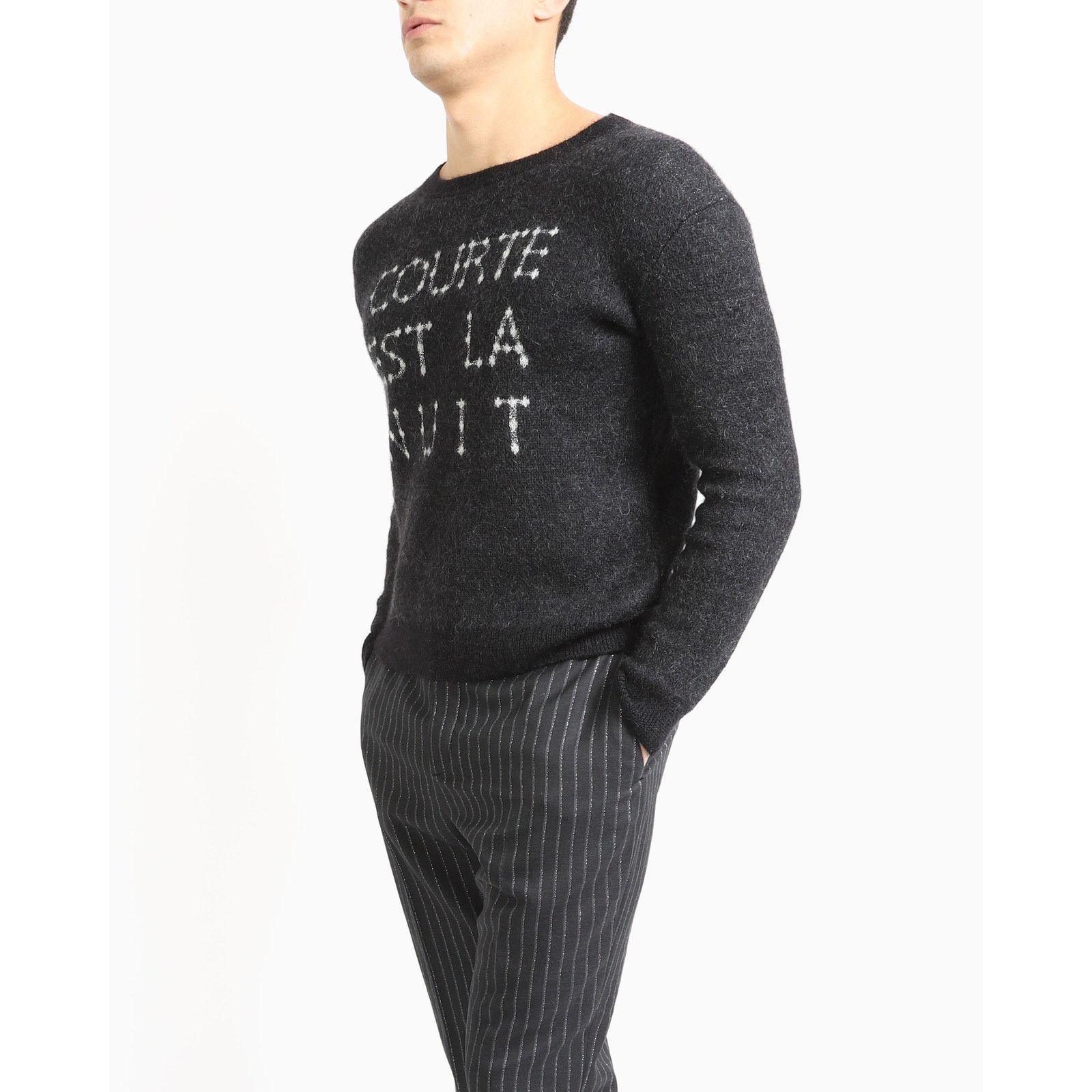 Saint Laurent Paris FW19 ,,Courte Est La Nuit'' Intarsia Knit in Wool Size US S / EU 44-46 / 1 - 2 Thumbnail