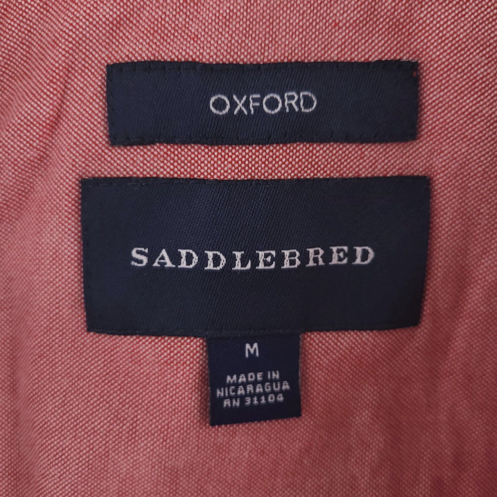 Pinko Saddlebred Shirt Mens Medium Oxford Long Sleeve Button Red Pink Cotton Salmon Size US M / EU 48-50 / 2 - 4 Thumbnail
