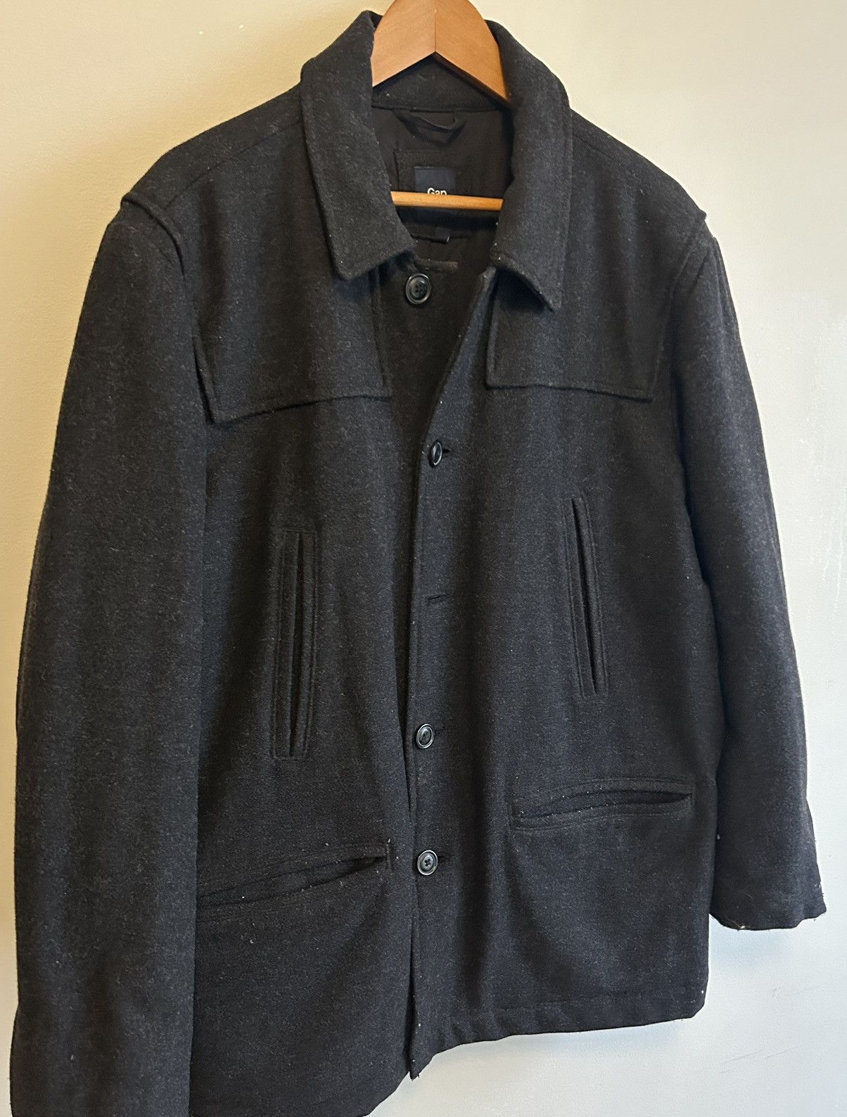 Gap Gap Men’s Dark Grey Button Up Wool Pea Coat - Size L Size US L / EU 52-54 / 3 - 2 Thumbnail