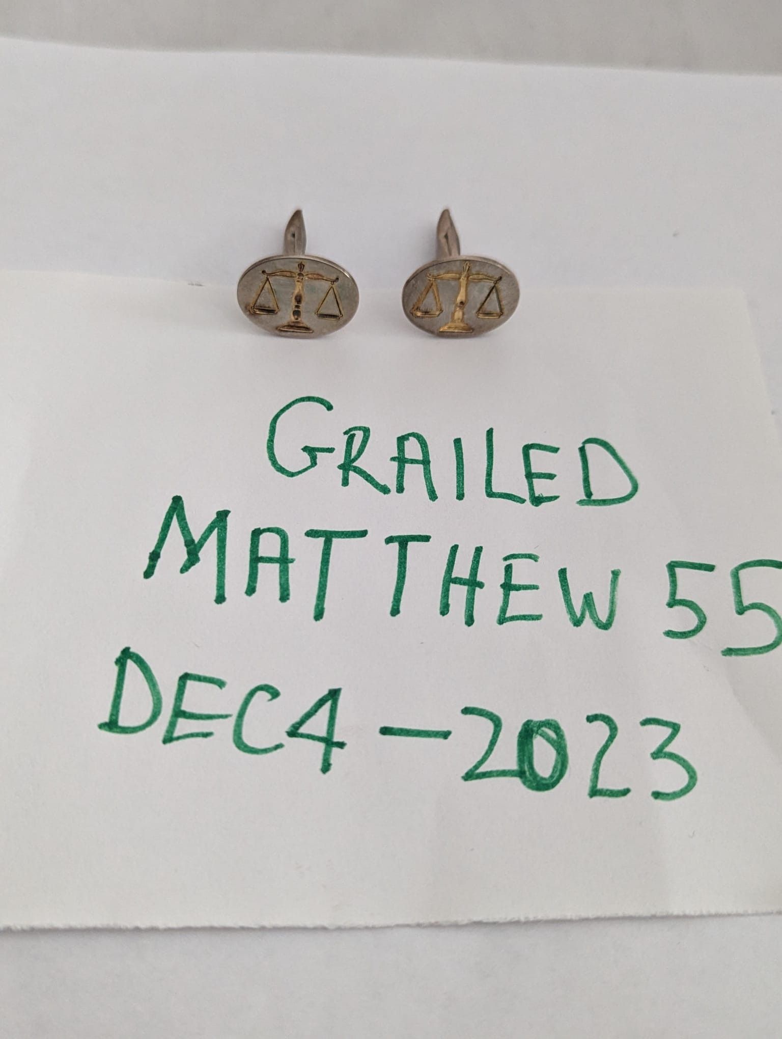 Vintage Cufflinks With Judiciary Symbol in Silver, Men's Product Image