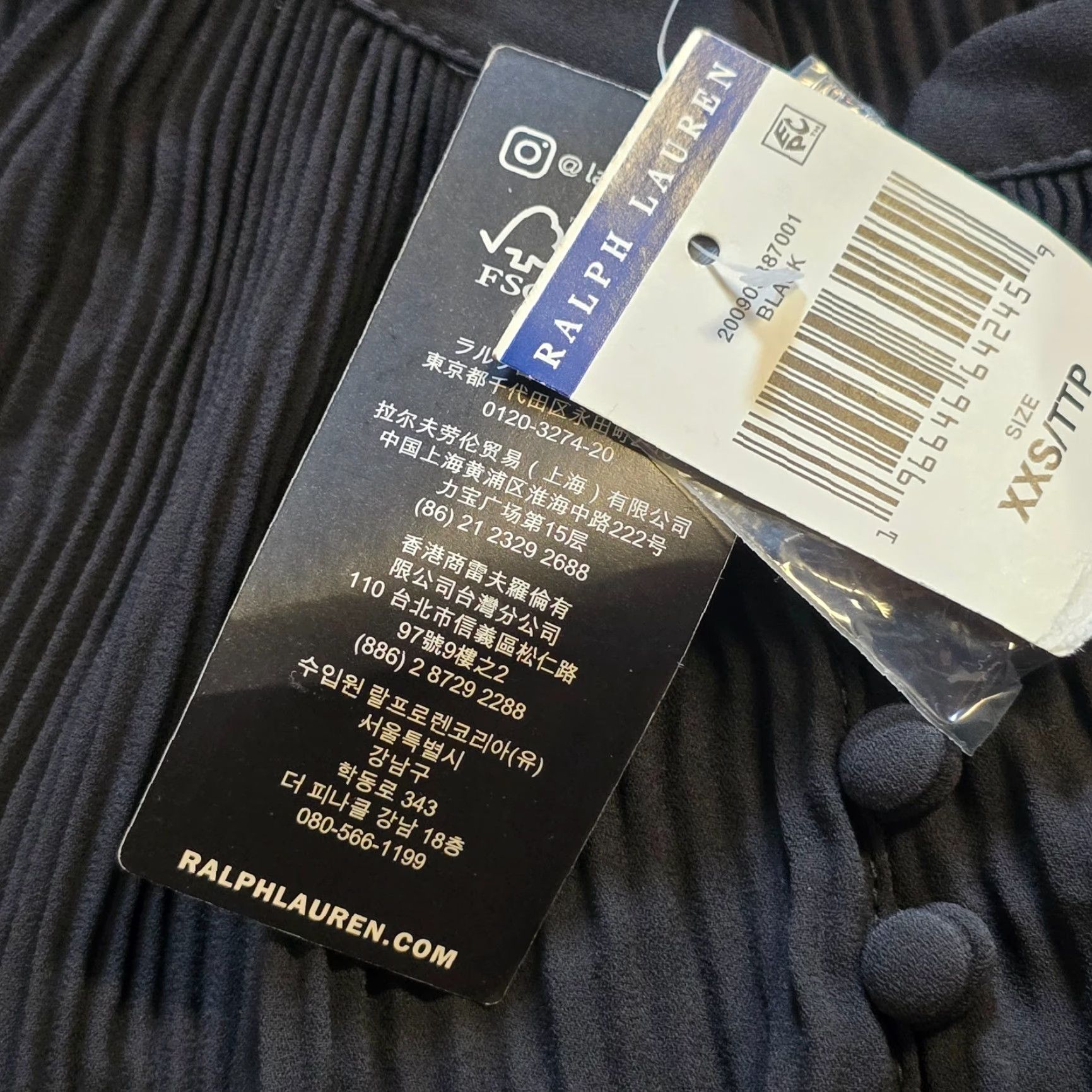 Ralph Lauren Lauren Ralph Lauren Top Womens XXS Black Pleated Button Capsule Casual Blouse Shirt Balloon Sleeve Classic Lightweight Regular Womens Size XXS / US 00 / IT 34 - 5 Thumbnail