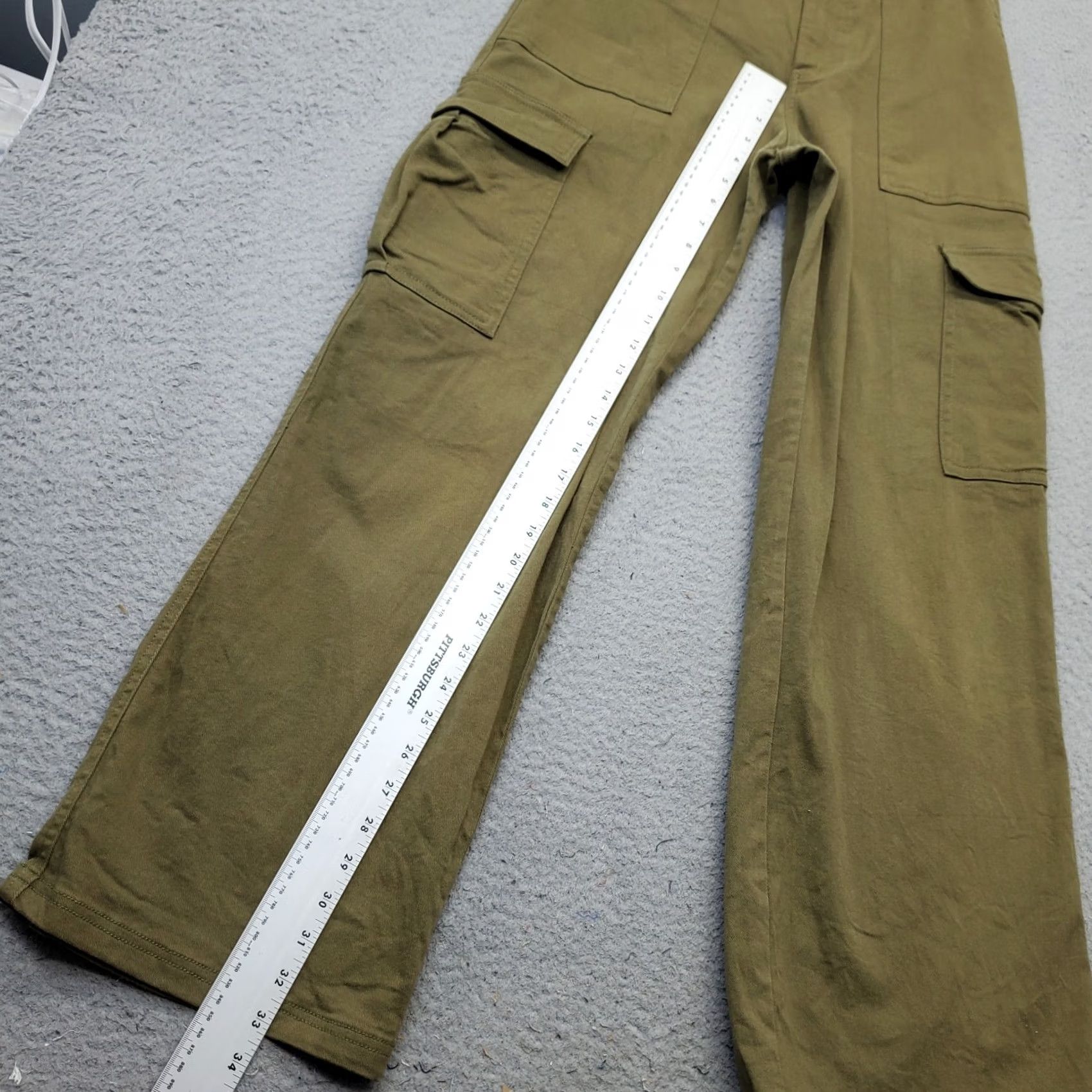 Vintage Cotton Candy Womens M Cargo Pants Green Flat Front Utility Pocket Wide Leg Outdoor Size 32" / US 10 / IT 46 - 5 Thumbnail