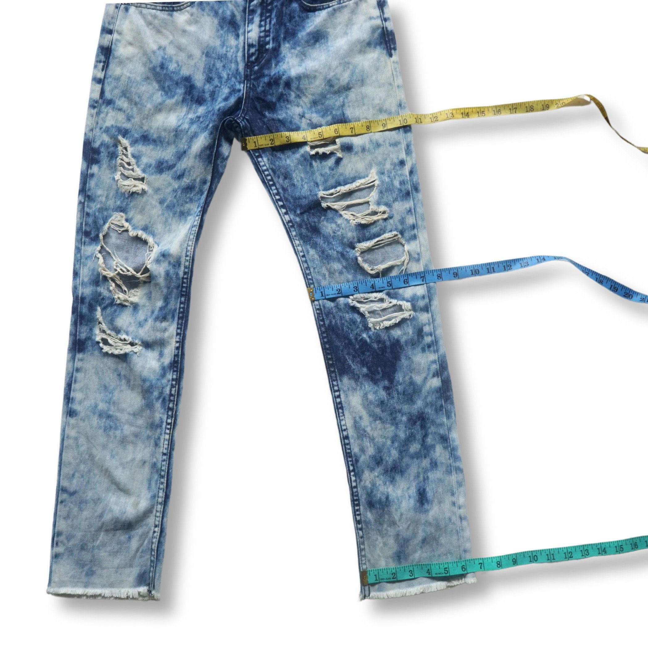 Japanese Brand RINGS Acid Wash Distressed Ripped Jeans Size US 32 / EU 48 - 13 Thumbnail