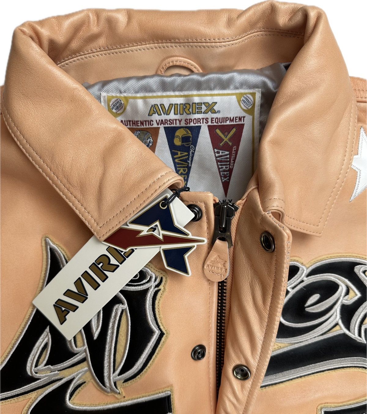 AVIREX VARSITY LEATHER JACKET クリーム Hellstar Avirex Varsity Jacket