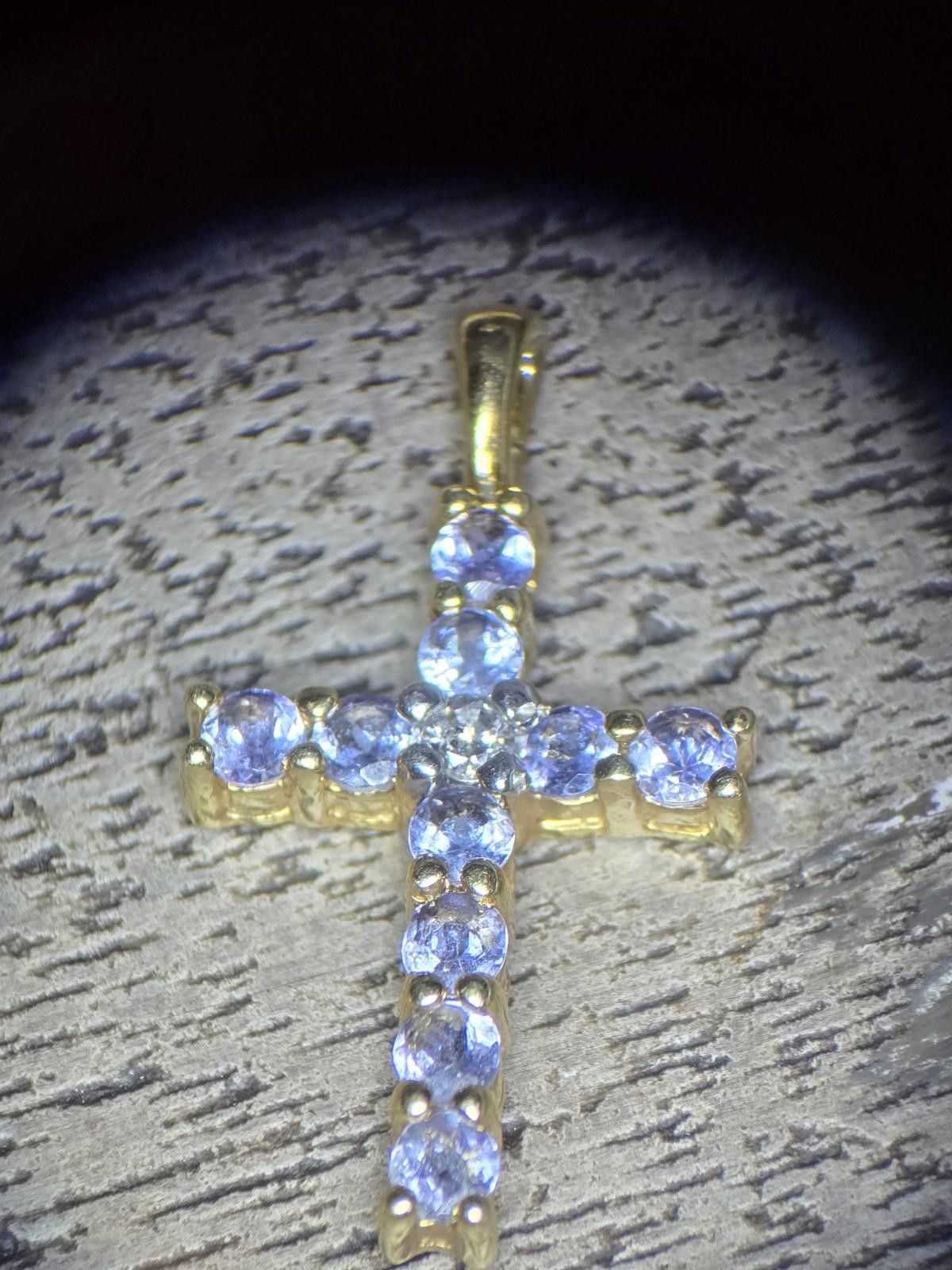 The Unbranded Brand 14k Yellow Gold Cross Pendant Diamond Center w 10 Amethyst Size ONE SIZE - 8 Thumbnail