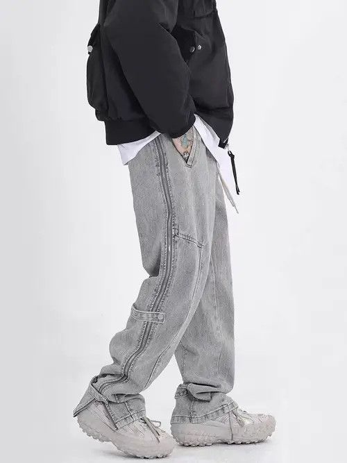 Japanese Brand Distressed washed side zip micro-flare jeans Size US 32 / EU 48 - 6 Thumbnail