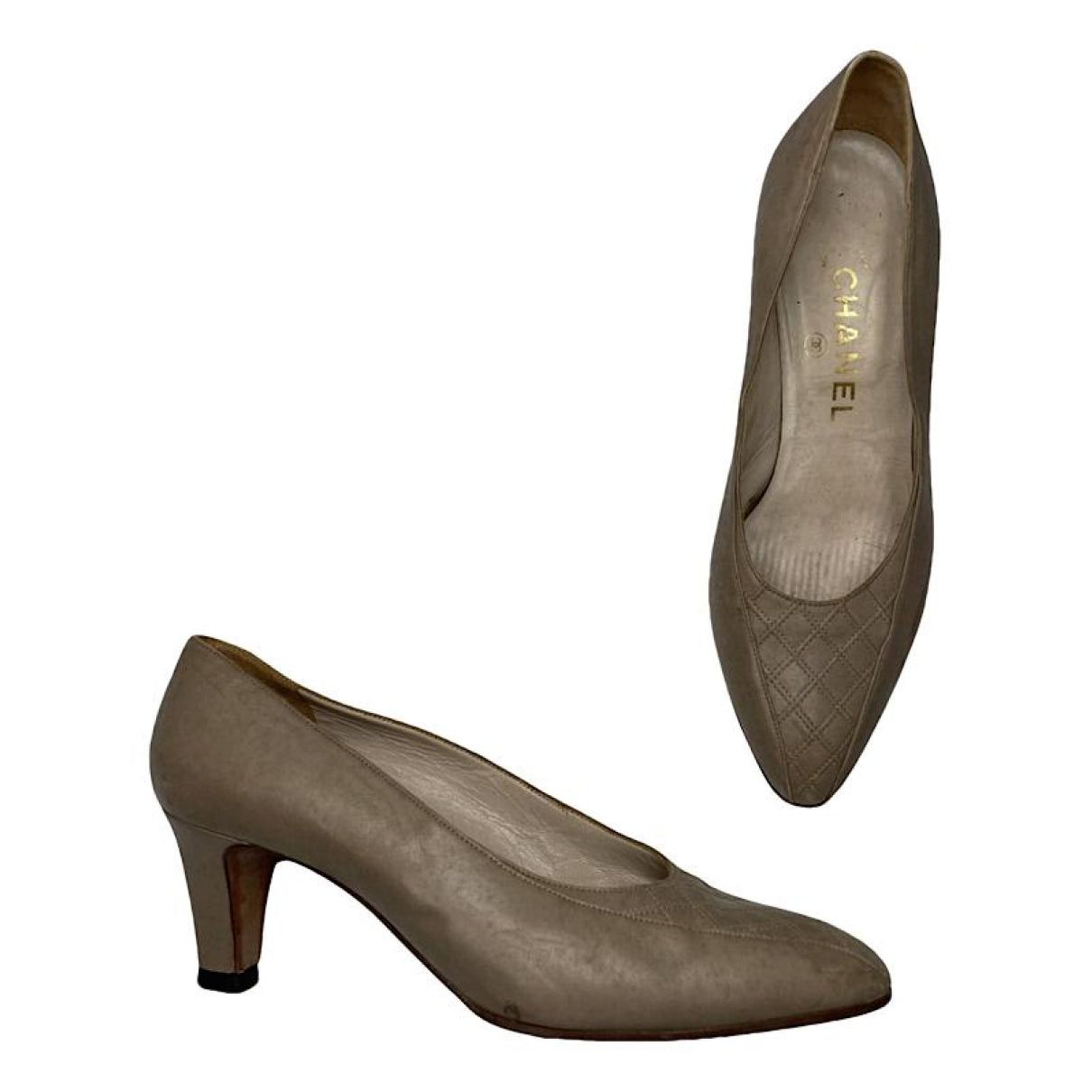 Chanel Beige Leather Heel Size US 5.5 / IT 35.5 - 1 Thumbnail