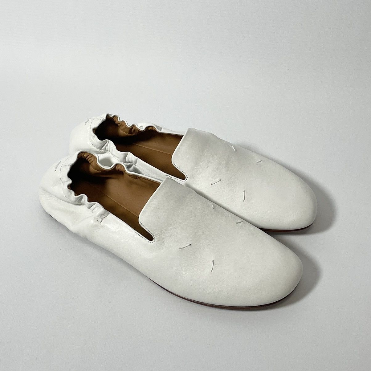 Maison Margiela S/S 21 White Leather Ballet Pump Loafers Size US 10 / IT 40 - 9 Thumbnail