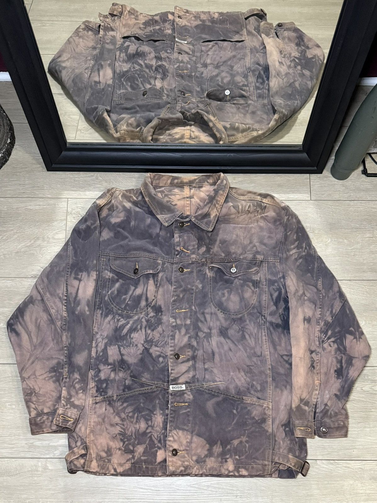 Hugo Boss Vintage 1990s BOSS Brown & Black Acid Wash Tie Dye Denim Size US XL / EU 56 / 4 - 1 Thumbnail