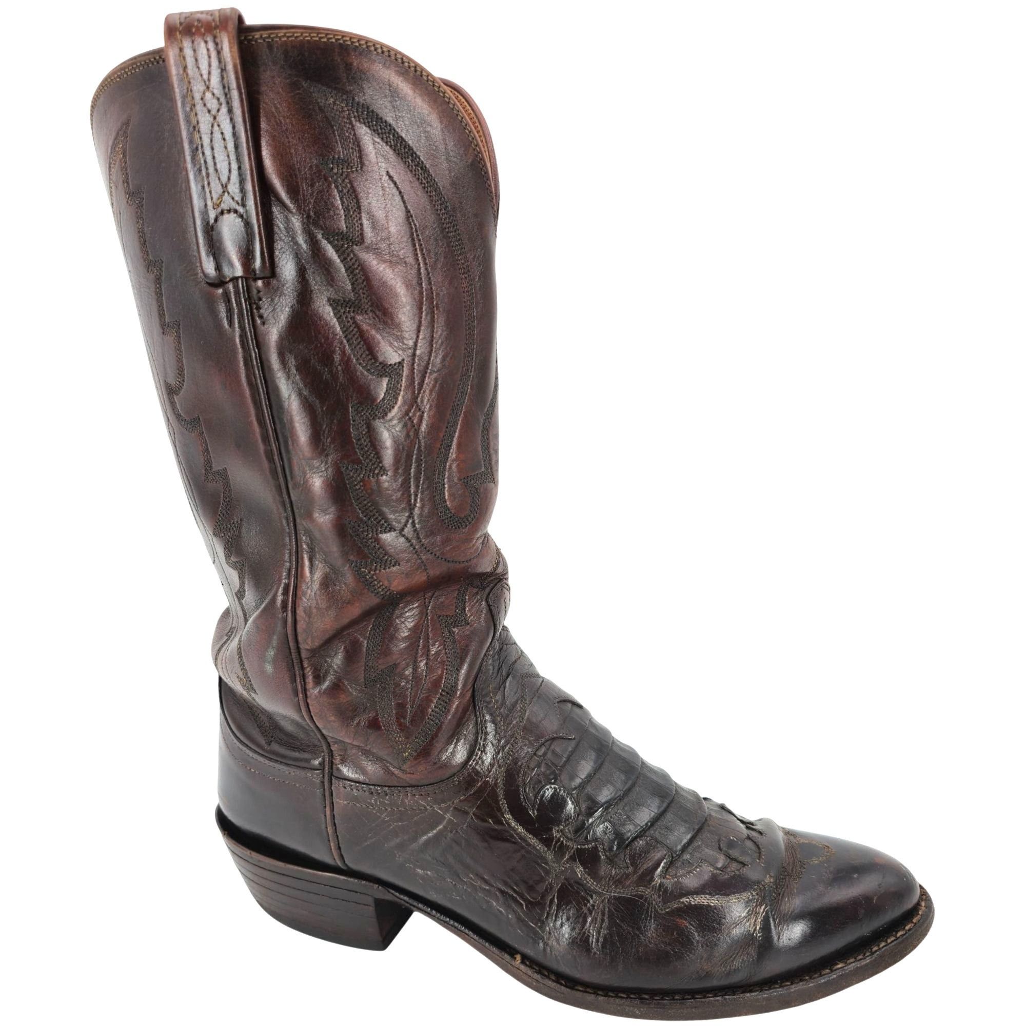Lucchese Lucchese 1883 Exotic Caiman Crocodile Inlay Cowboy Boots Men Size US 10 / EU 43 - 1 Thumbnail