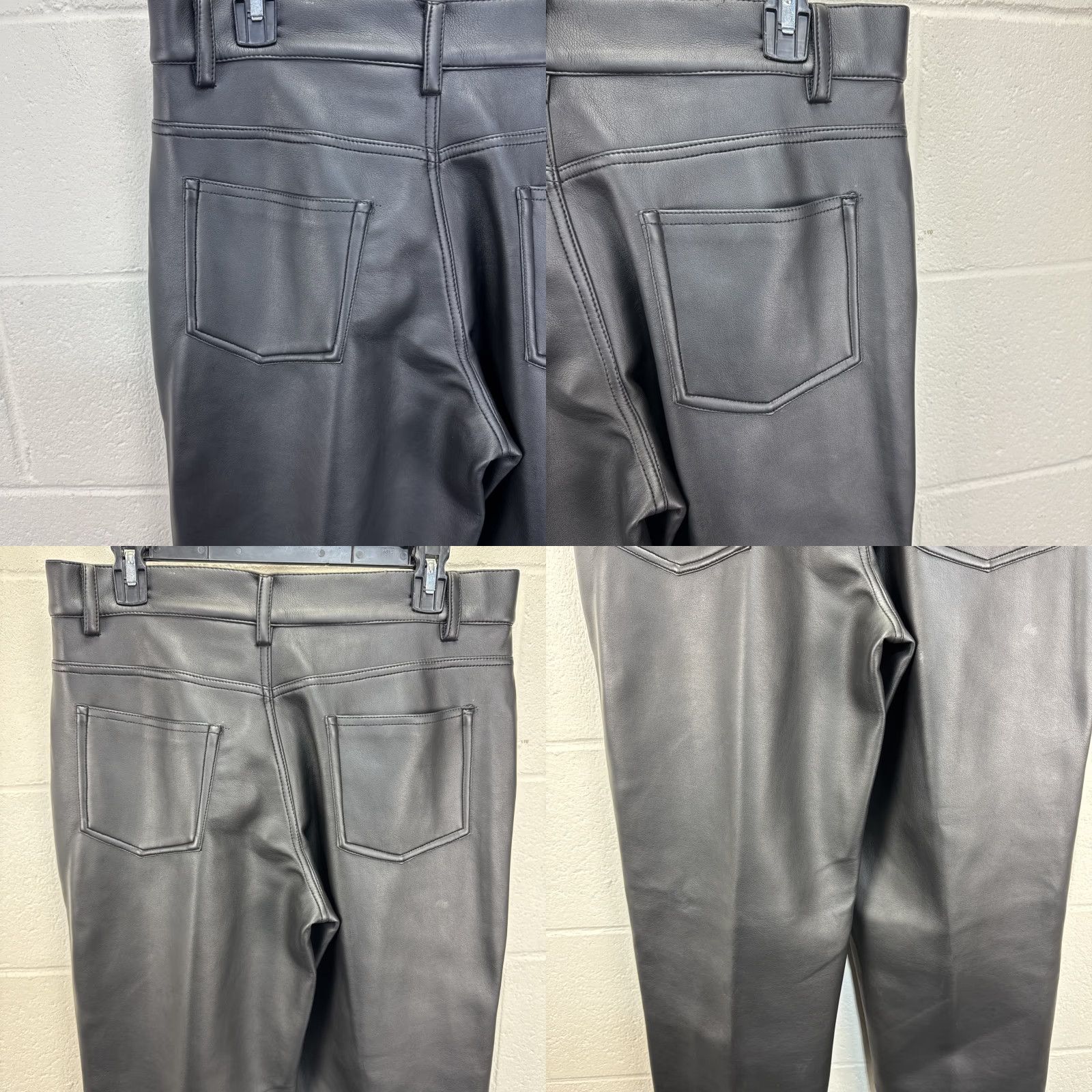 Vintage Morbid Threads Pants Mens 34x34 Black Faux Leather Vinyl Slim Straight Chino Punk Gothic Emo Casual Party/Cocktail Birthday Mens Size US 34 / EU 50 - 8 Thumbnail