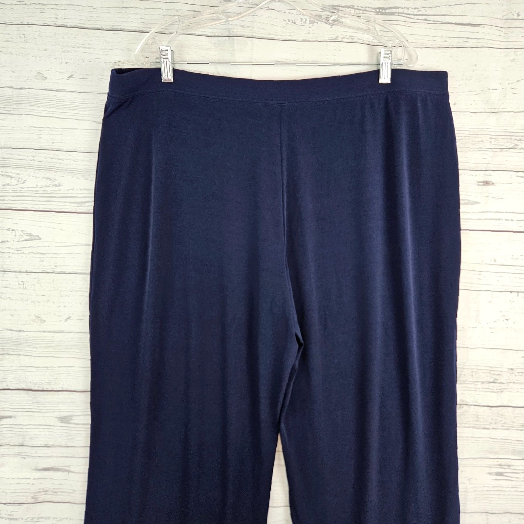 Vintage SUSAN GRAVER Womens Cropped Pants Sz XLP Blue High Rise Pull On Front Flat Front Inseam 23 Style Cropped Size 40" / US 18 - 4 Thumbnail