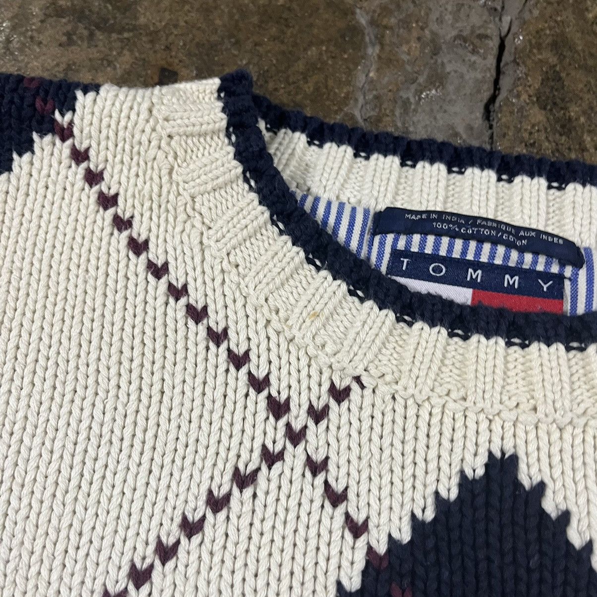 Tommy Hilfiger × Vintage Vintage Tommy Hilfiger 90s Argyle Pattern Pullover Sweater Size US M / EU 48-50 / 2 - 6 Thumbnail