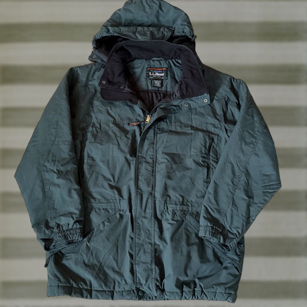 L.L. Bean Insulated Parka Jacket Forest Green Full Zip Men's Large L