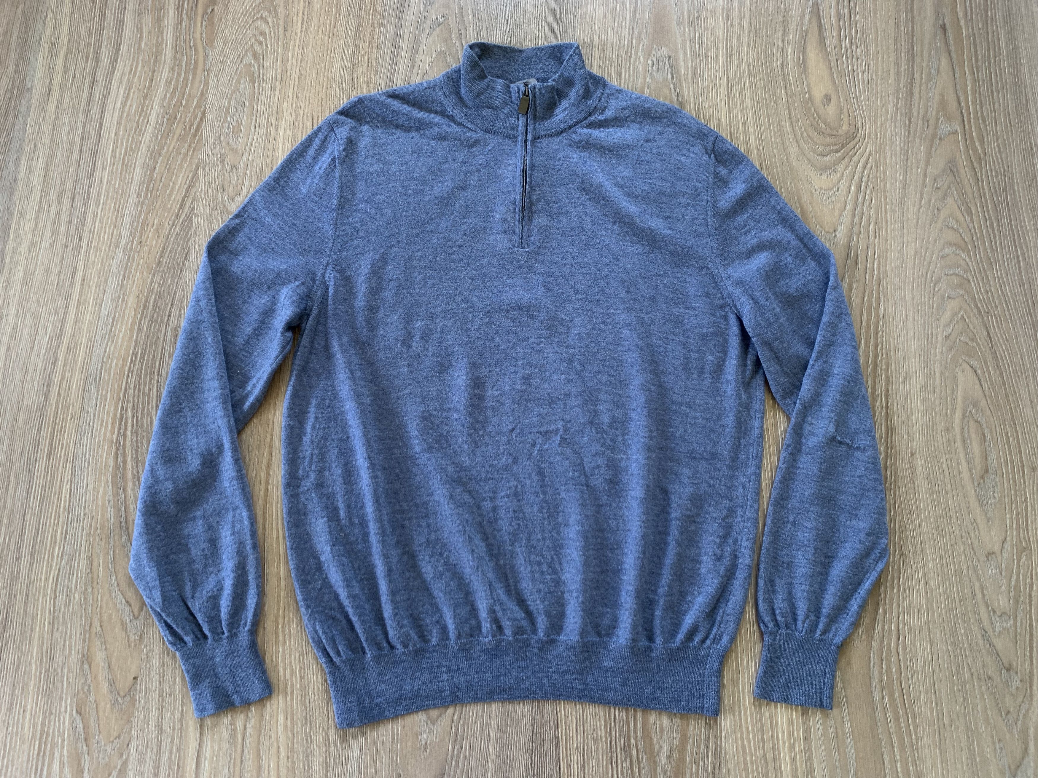 Canali Canali Light Blue Merino Wool Quarter Zip Sweater Size US L / EU 52-54 / 3 - 2 Thumbnail