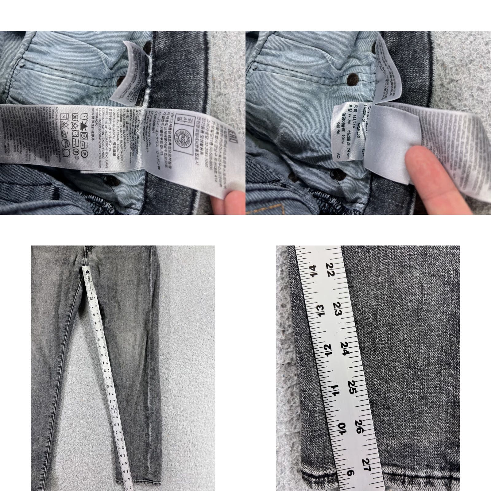 Levi's Levi's Denim Jeans 512 Distressed Black 29/Regular Mens Levi's 512 5-Pocket Stretch Cotton Pants Jeans Size US 29 - 8 Thumbnail