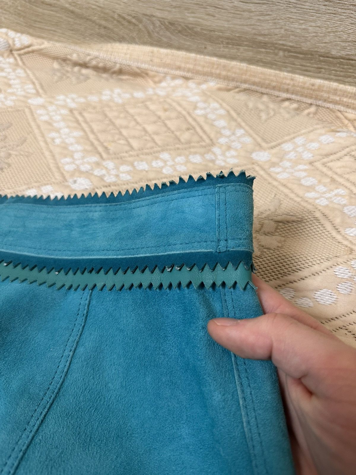 Burberry Prorsum 🔥 Burberry Prorsum Suede Lambskin Leather Pencil Skirt Blue Size 28" / US 6 / IT 42 - 12 Thumbnail