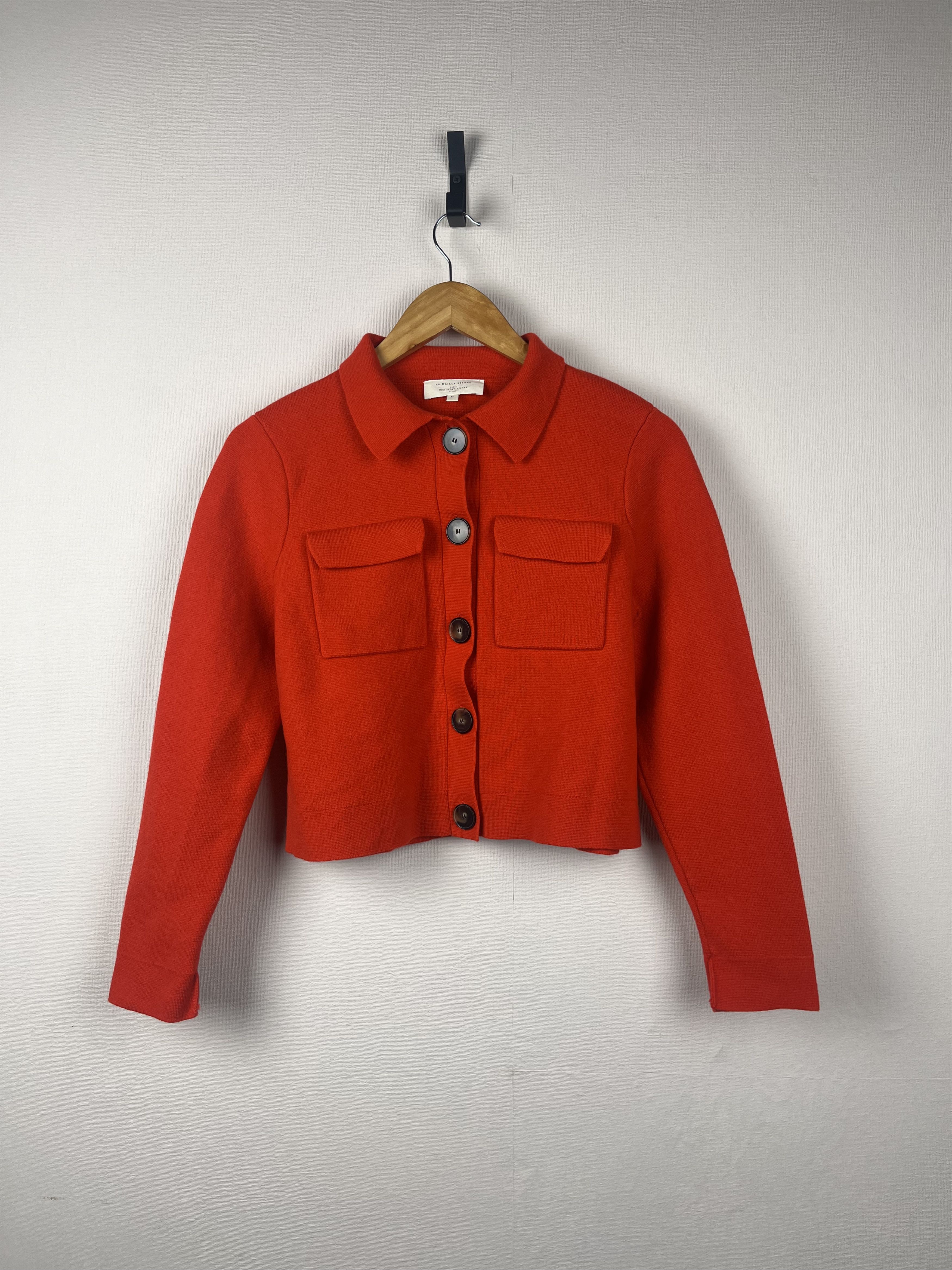 Sezane La Maille Sezane Betty Cardigan Coral Red Merino Wool Size M Size M / US 6-8 / IT 42-44 - 2 Thumbnail