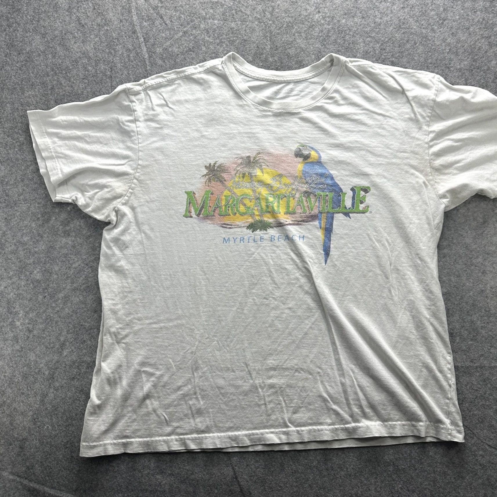 Vintage Margaritaville Shirt Mens XL White Parrot Graphic Tee Myrtle Beach Tee Shirt Graphic Print Crew Neck Short Sleeve Size US XXL / EU 58 / 5 - 2 Thumbnail