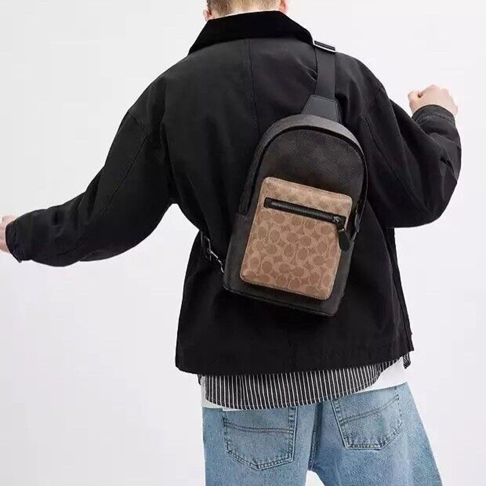 Coach NWT Coach Men's West Pack Signature Canvas CAB60 Walnut /Tan Size ONE SIZE - 9 Thumbnail