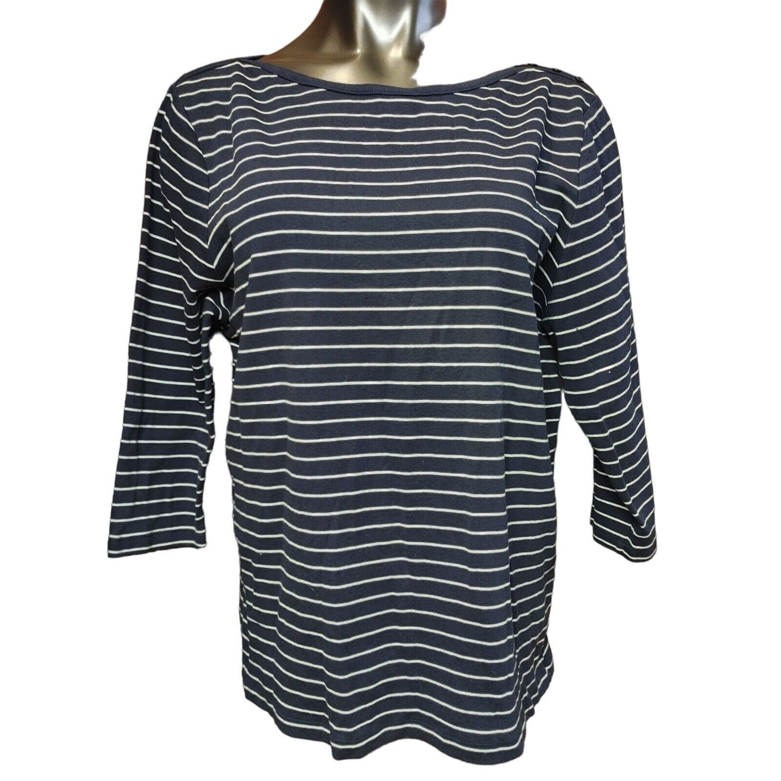 Other St.John's Bay Women's Blue/White 3/4 Sleeve Striped Casual T Size XL / US 12-14 / IT 48-50 - 1 Thumbnail