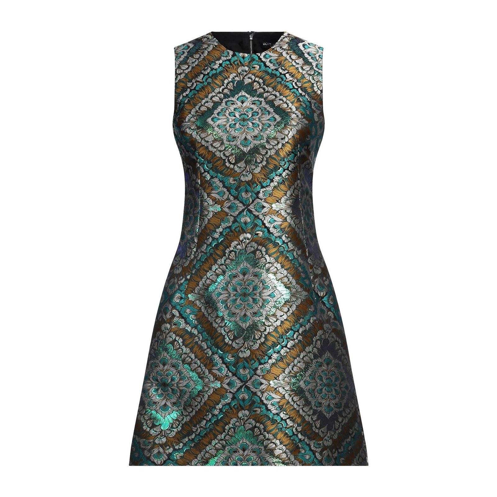 Dolce & Gabbana DOLCE & GABBANA Green Metallic Jacquard Mini Dress 38 XS Size XS / US 0-2 / IT 36-38 - 4 Thumbnail