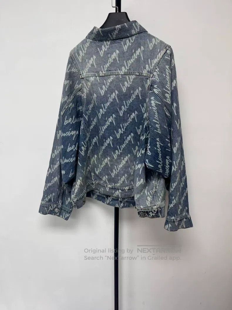 Balenciaga Balenciaga Letter Logo Full Print Collar Denim Jacket Size XS / US 0-2 / IT 36-38 - 2 Thumbnail
