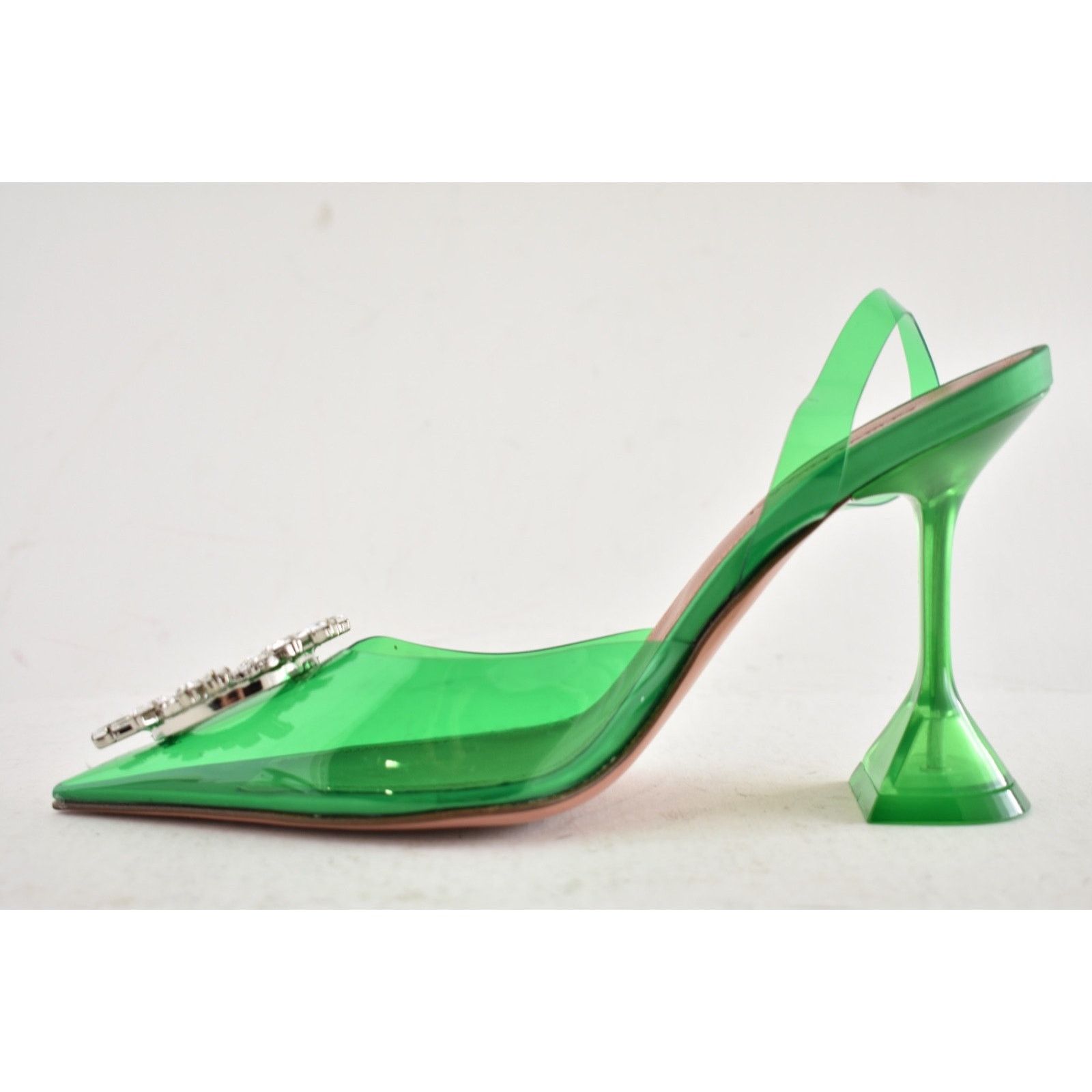 Amina Muaddi Amina Muaddi 95 Begum Glass PVC Green Clear Sling Size US 6.5 / IT 36.5 - 12 Thumbnail