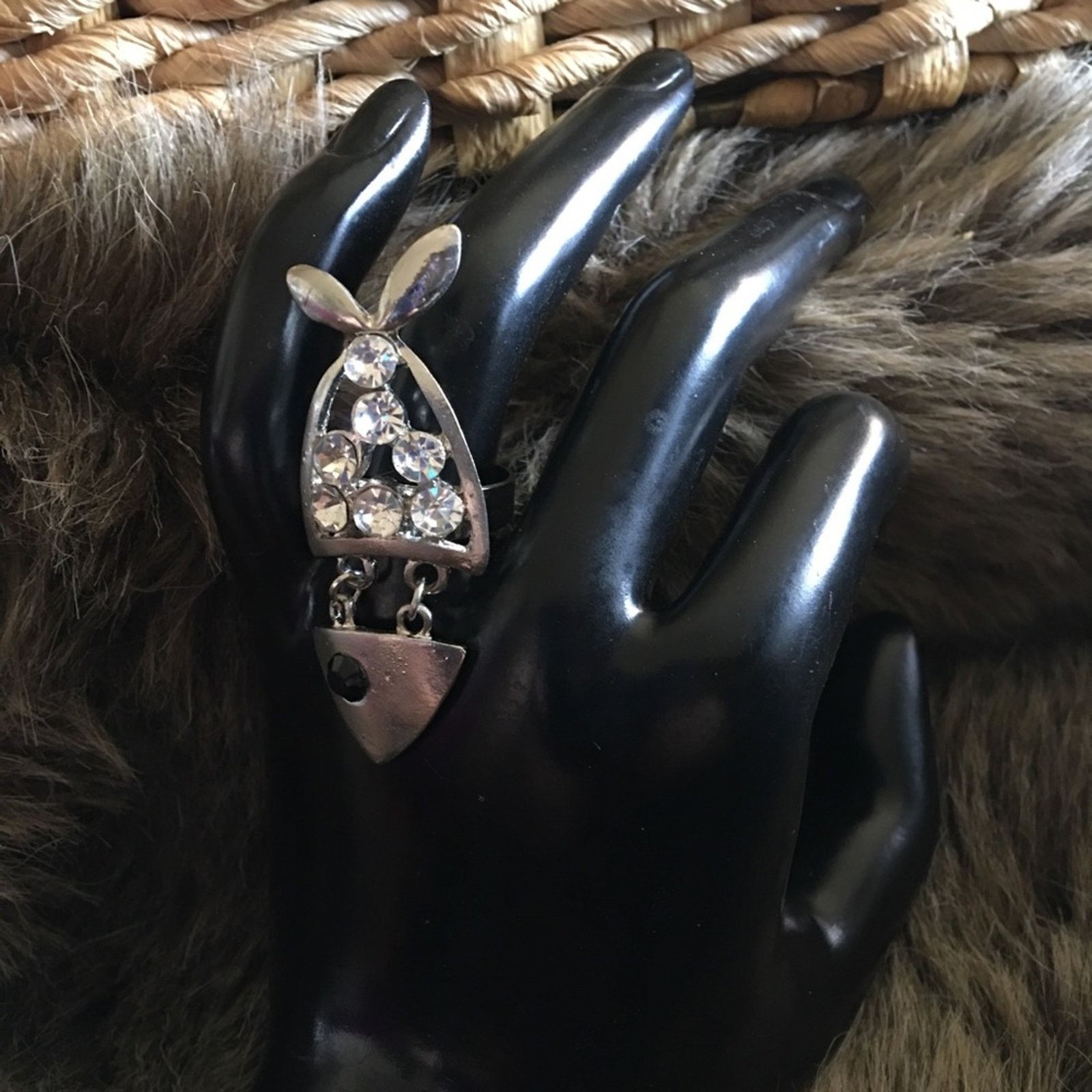Vintage Vintage dangle head rhinestone fish ring Size ONE SIZE - 3 Thumbnail