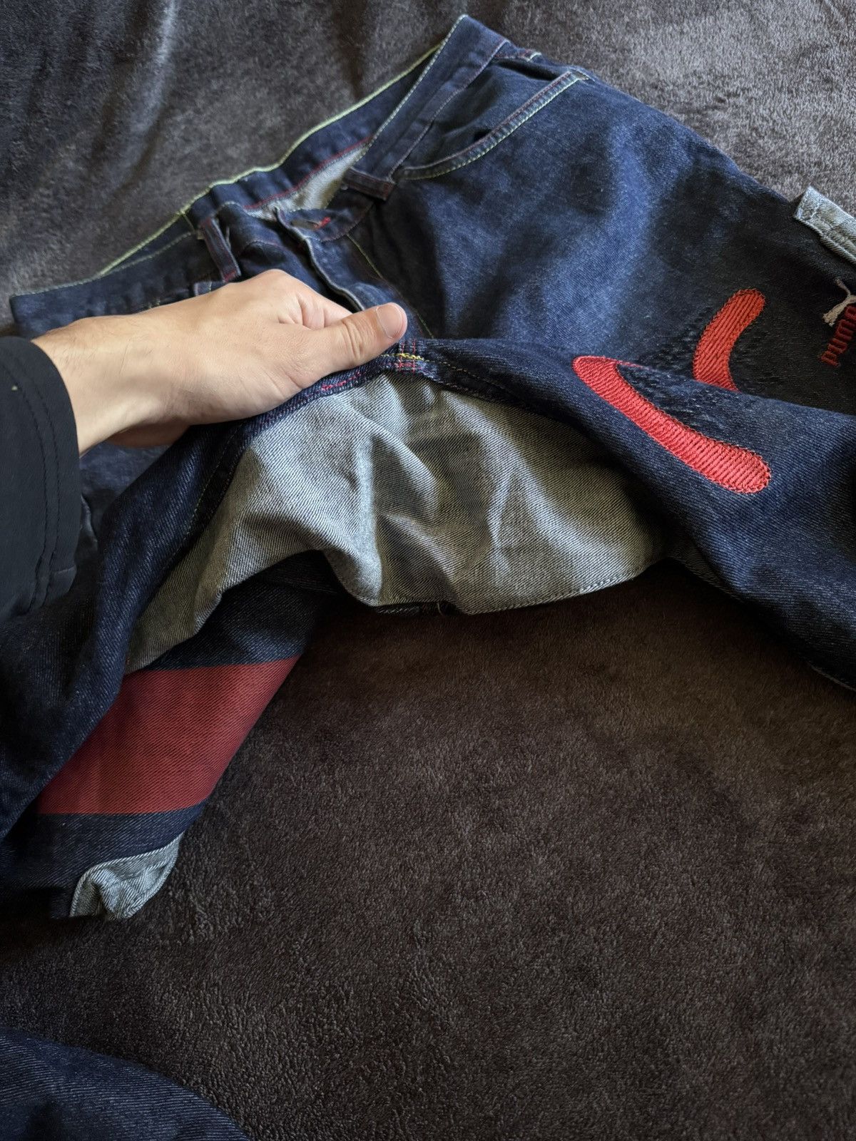 Evisu × Puma Evisu Puma vintage denim pants pocket big logo Size US 33 - 5 Thumbnail