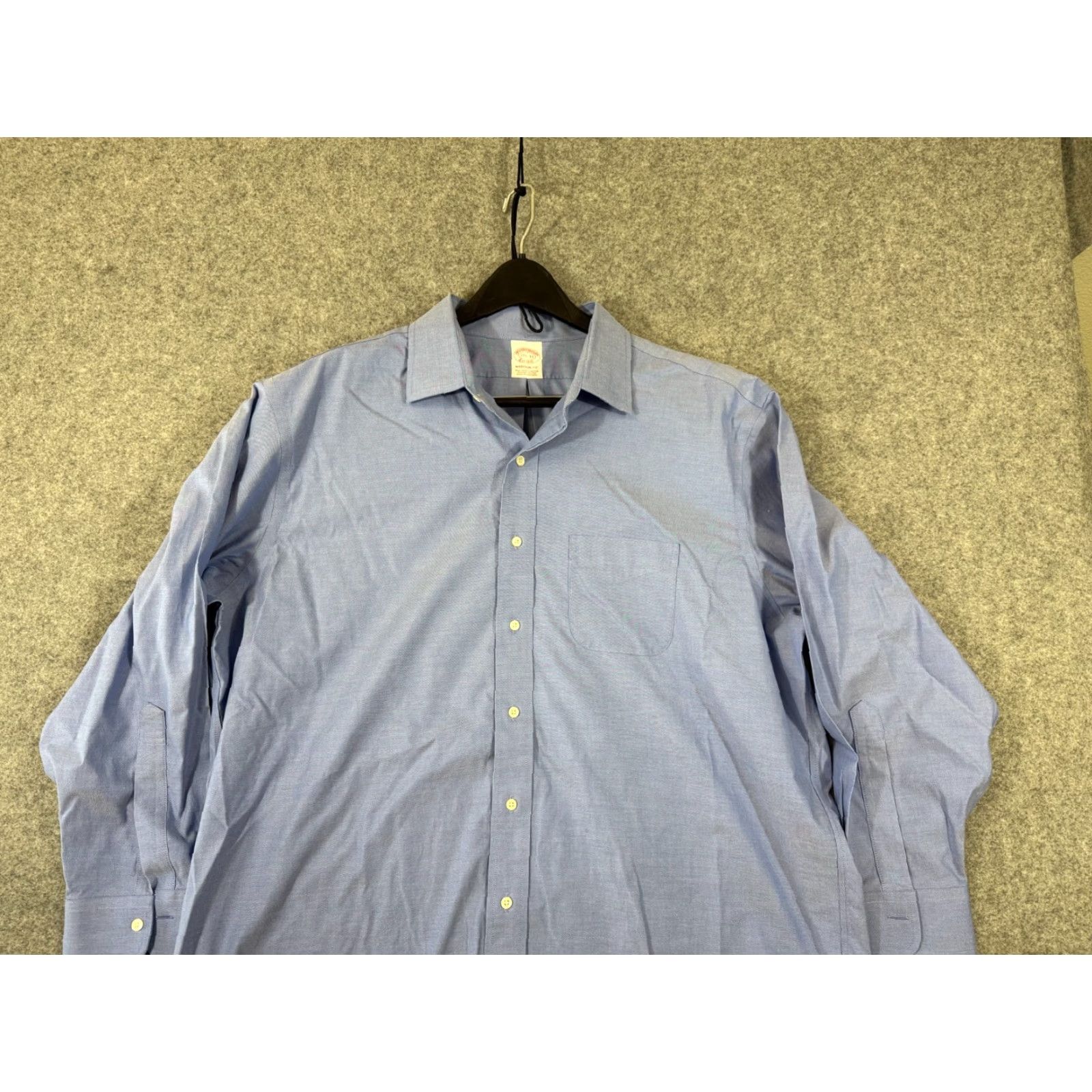 Brooks Brothers Brooks Brothers Dress Shirt Mens 17 1/2-33 Blue Stretch Madison Fit Non-Iron Shirt Regular Long Sleeve Blue Mens 17.5 53in Chest Non-Iron Size 48R - 3 Thumbnail