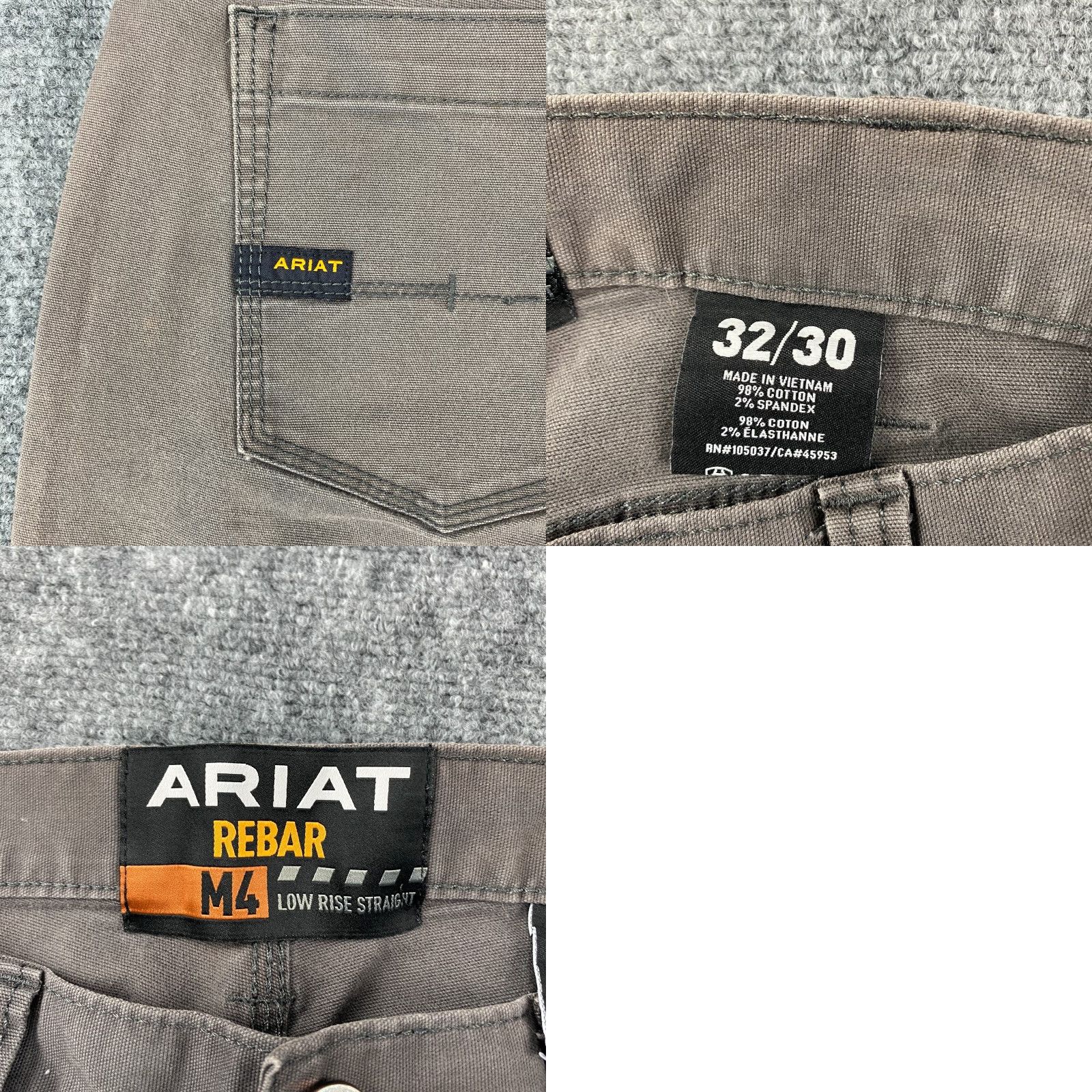 Ariat Ariat Rebar M4 Pants Mens 32 x 30 Gray Canvas Straight Utility Work Durastretch Size US 32 / EU 48 - 9 Thumbnail