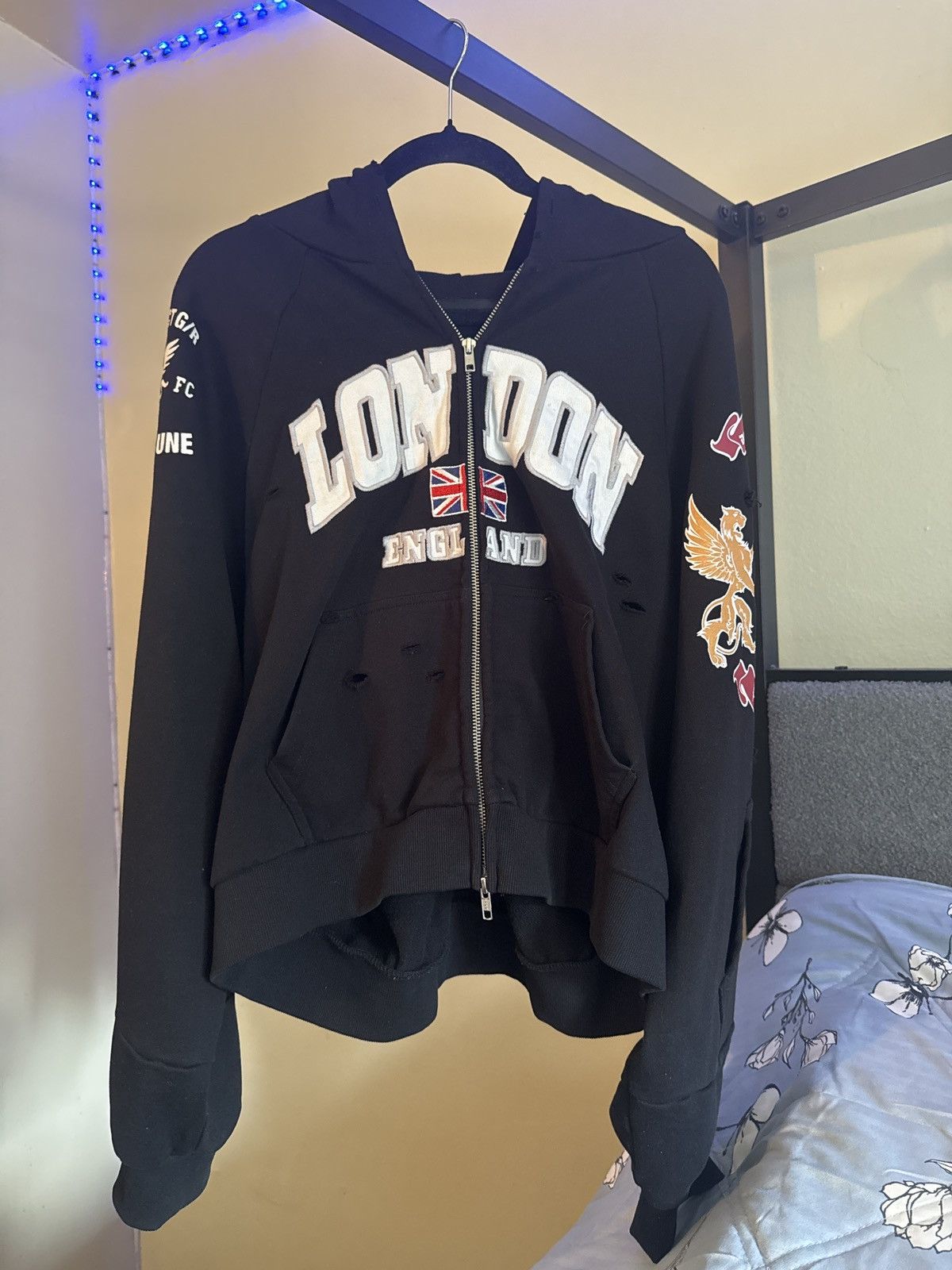 PROJECT G/R RECONSTRUCTED FOLDED ZIP HOODIE - BLACK | Grailed