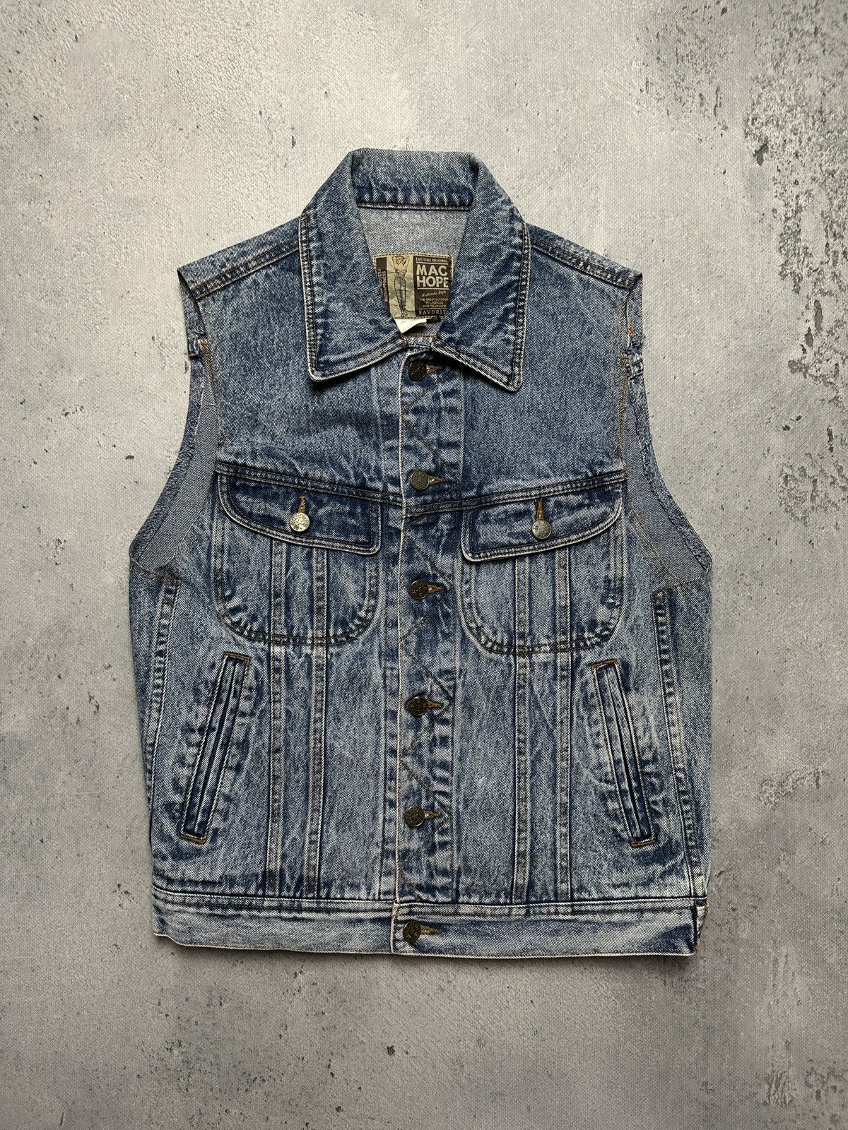 Japanese Brand Vintage Japanese Machope Denim Vest Jacket Gilet 90s Rare Size L / US 10 / IT 46 - 1 Thumbnail
