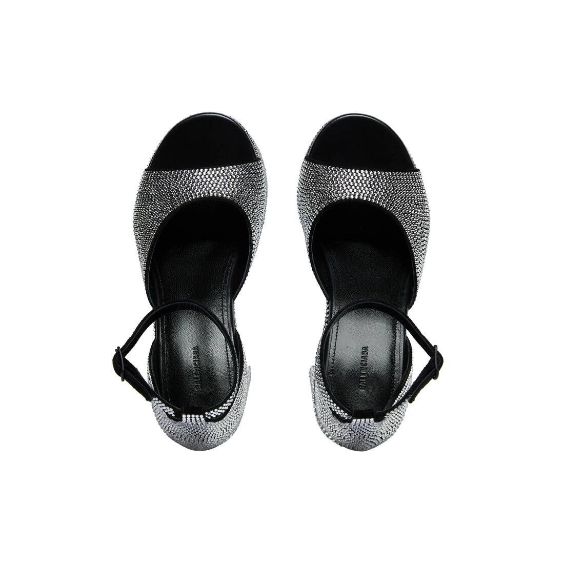 Balenciaga o1bcso1str0625 Camden 160mm Sandals With Rhinestones Black Size US 7 / IT 37 - 7 Thumbnail