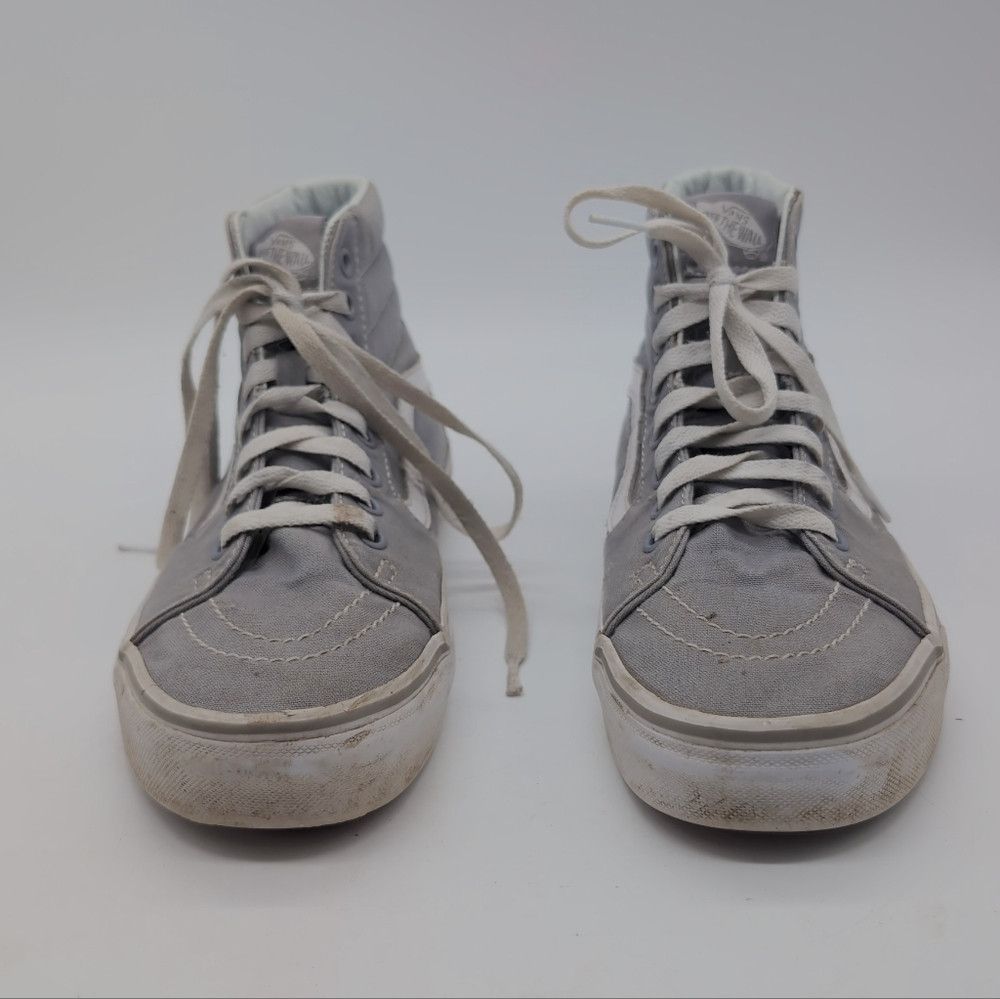 Vans Vans SK8 Unisex M 7.5 W 9 Gray and White Canvas High-Top Sn Size US 7.5 / EU 40-41 - 2 Thumbnail