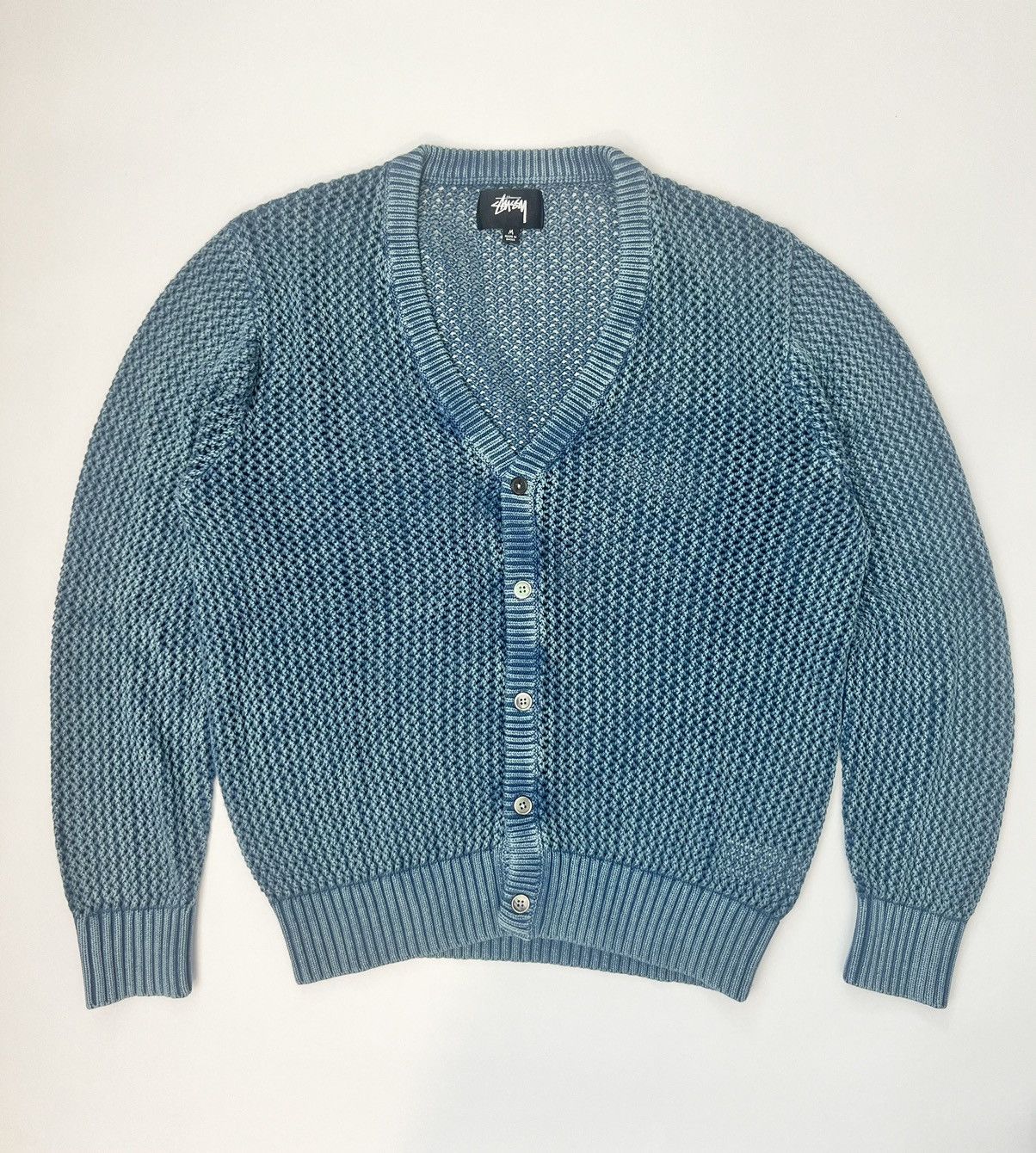 Stussy Stussy Loose Gauge Cardigan Blue | Grailed