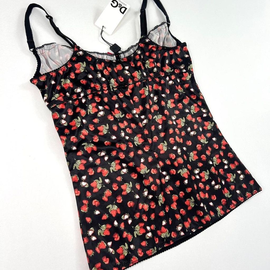 Dolce & Gabbana y2k D&G NWT black bustier tank top with strawberry print Size M / US 6-8 / IT 42-44 - 6 Thumbnail
