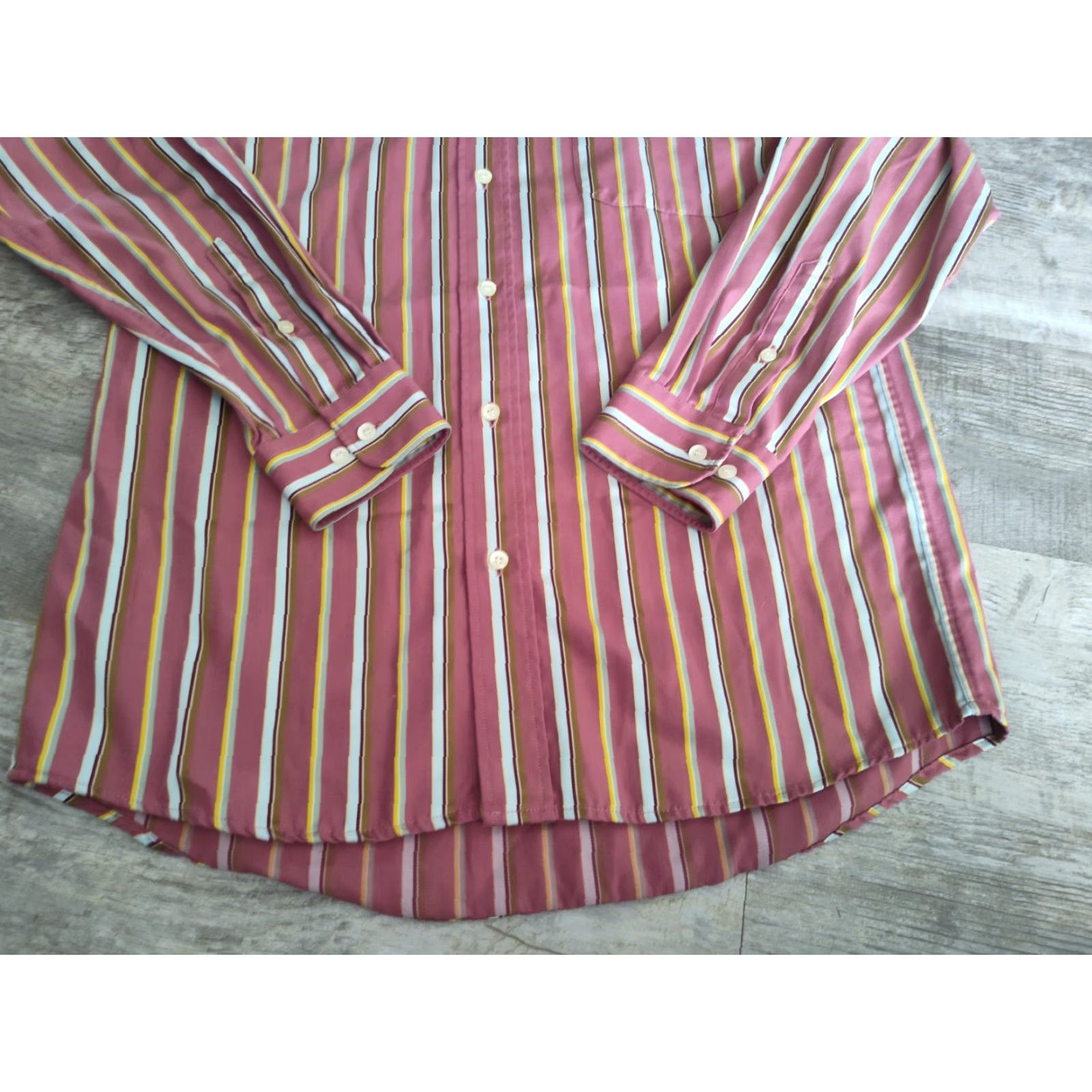 Lacoste VINTAGE Lacoste Mens Dress Shirt Button-Down Collared Long Sleeve Striped Cotton Sz 38 Alligator Logo Size 38R - 2 Thumbnail