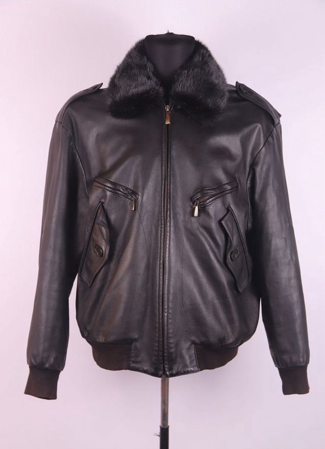 Hermes Hermes Leather Biker Mink Fur Collar Bomber Jacket Size US XL / EU 56 / 4 - 1 Thumbnail