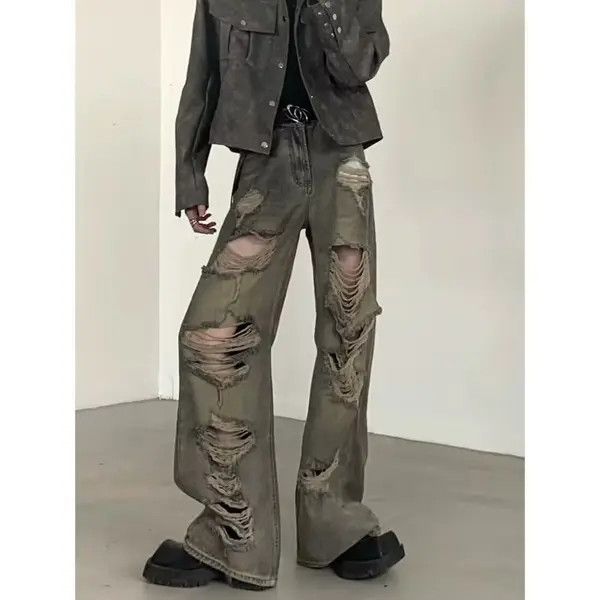 Jean Maijima x ouchi Distressed Ripped Straight Leg Jeans Size US 34 / EU 50 - 8 Thumbnail